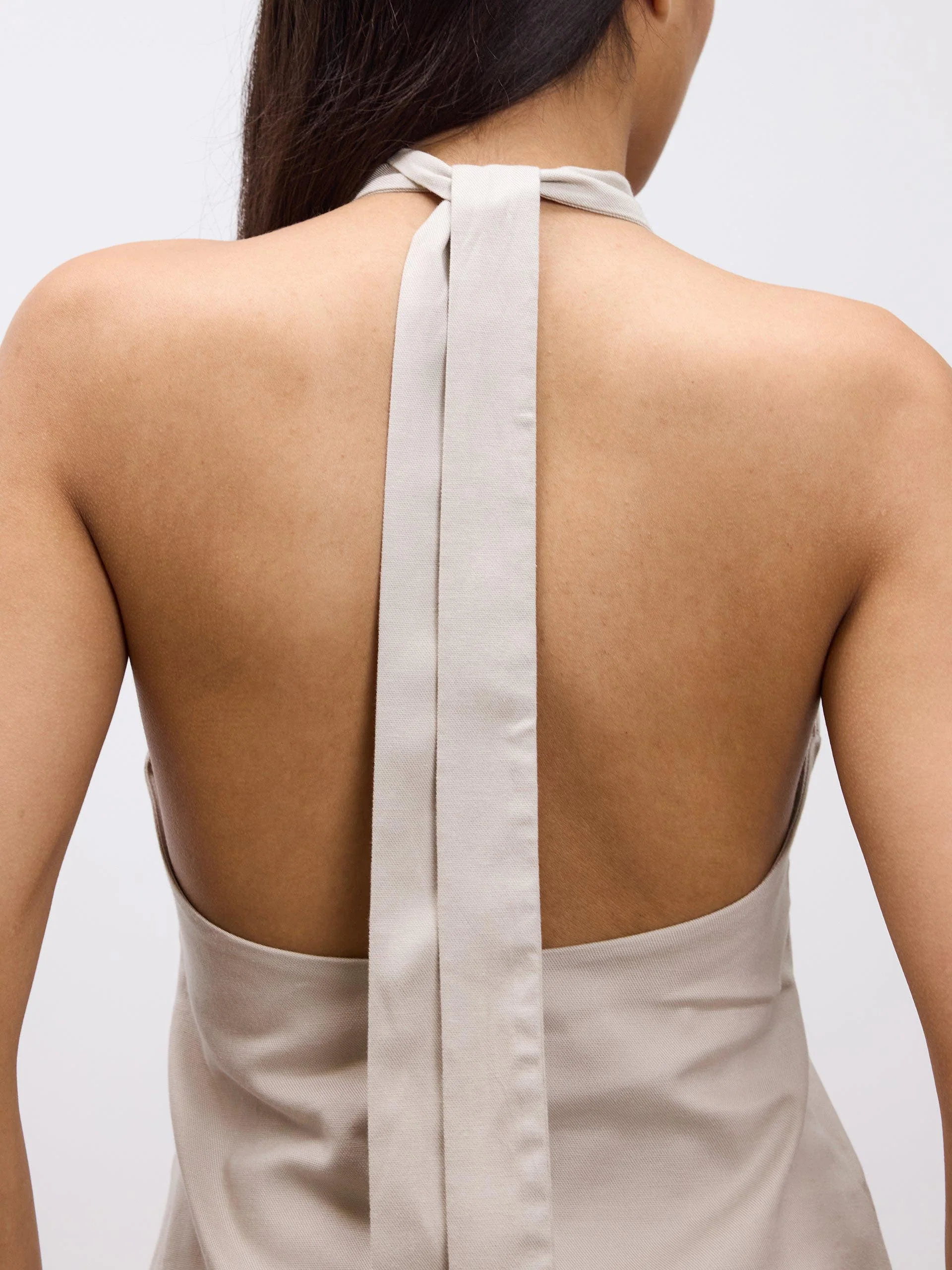 Womens Linen Halter Top in Stone - Image 8