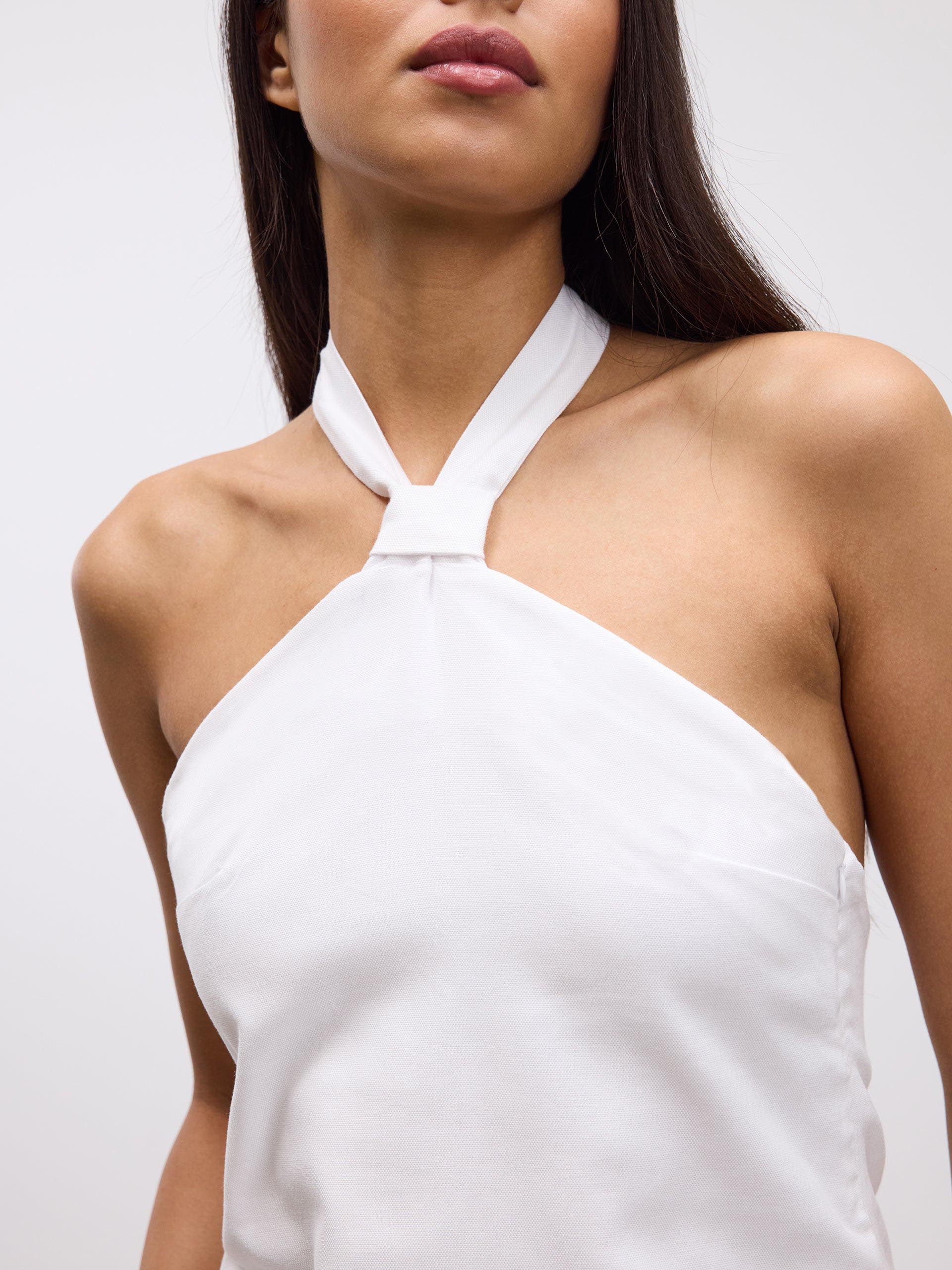 Womens Linen Halter Top in White - Image 6