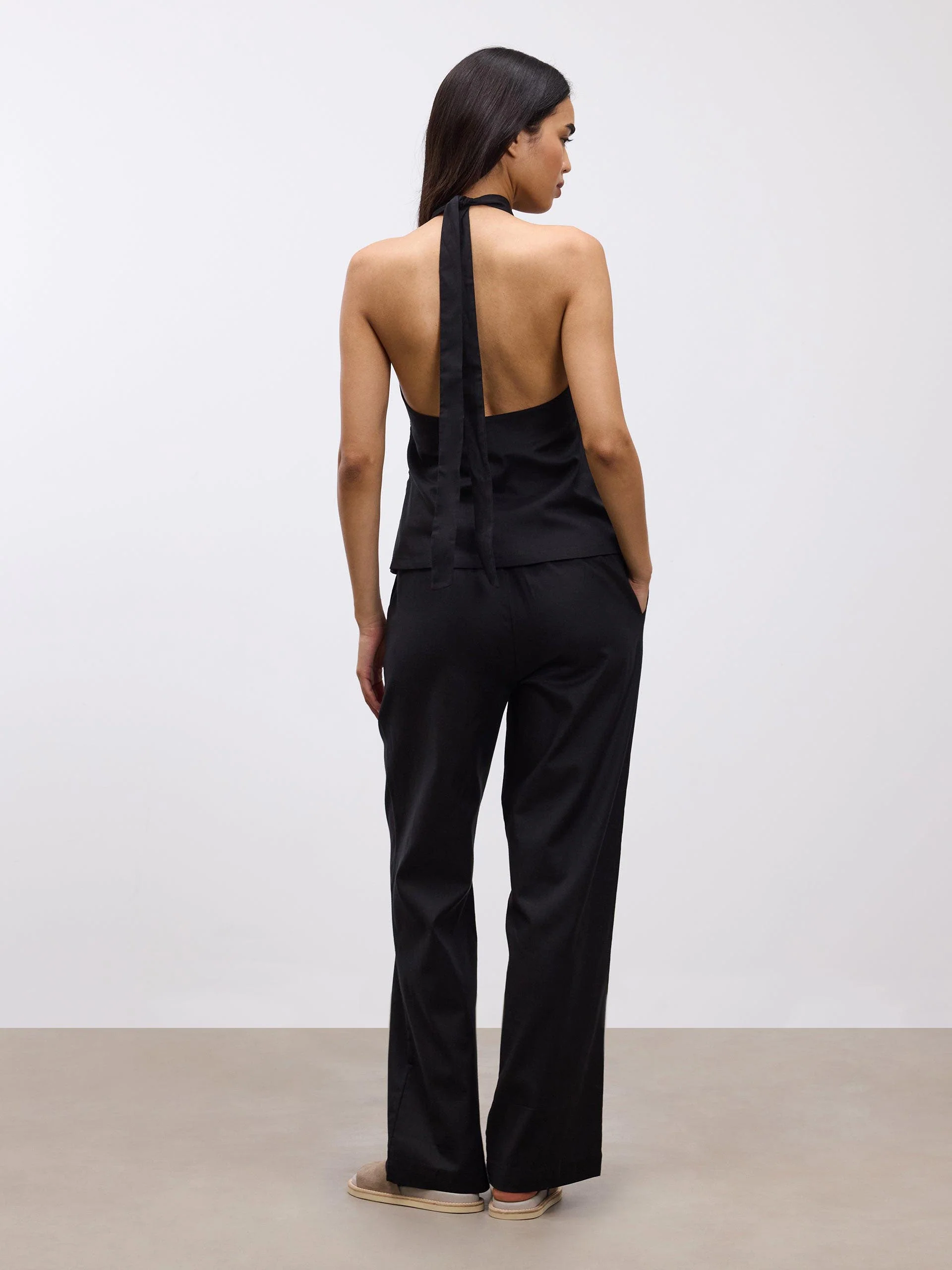 Womens Linen Trouser in Black - Image 3