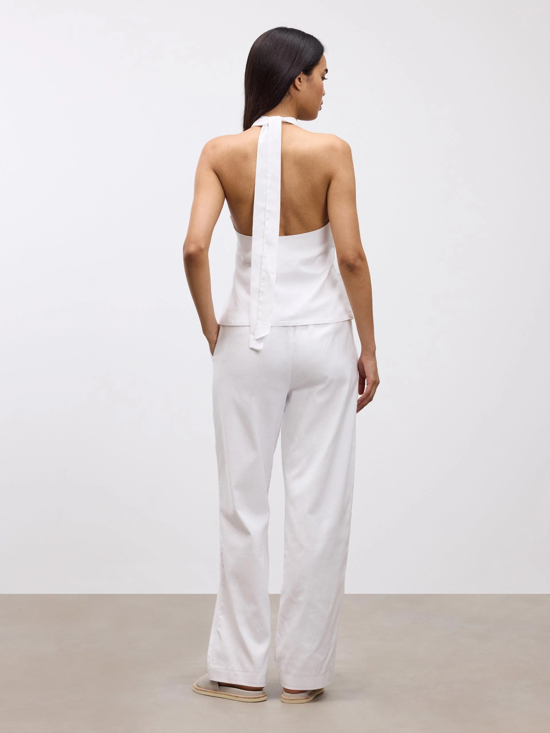Womens Linen Trouser in White - Image 3