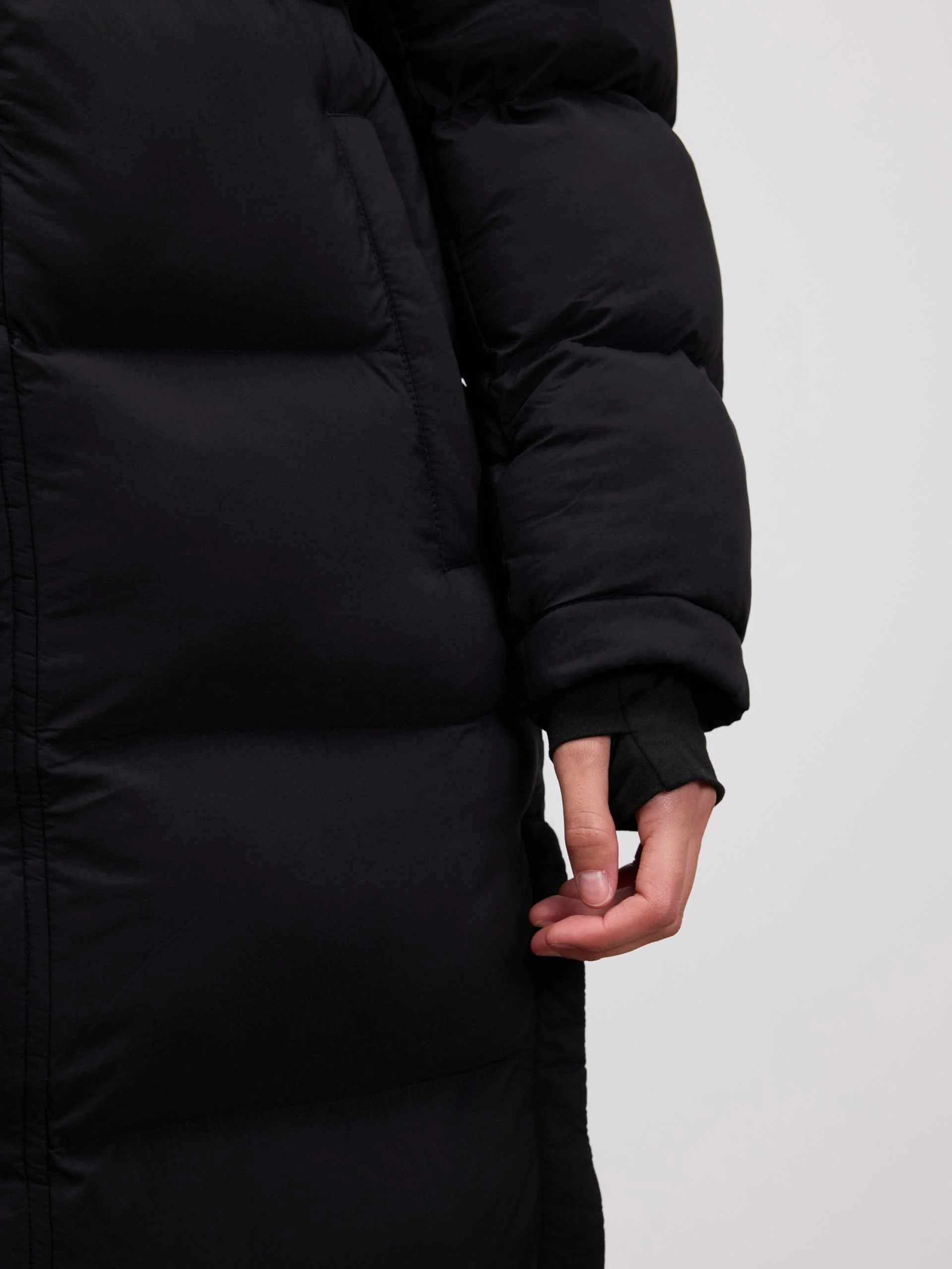 Womens Mid Length Puffer Jacket in Black - Image 4