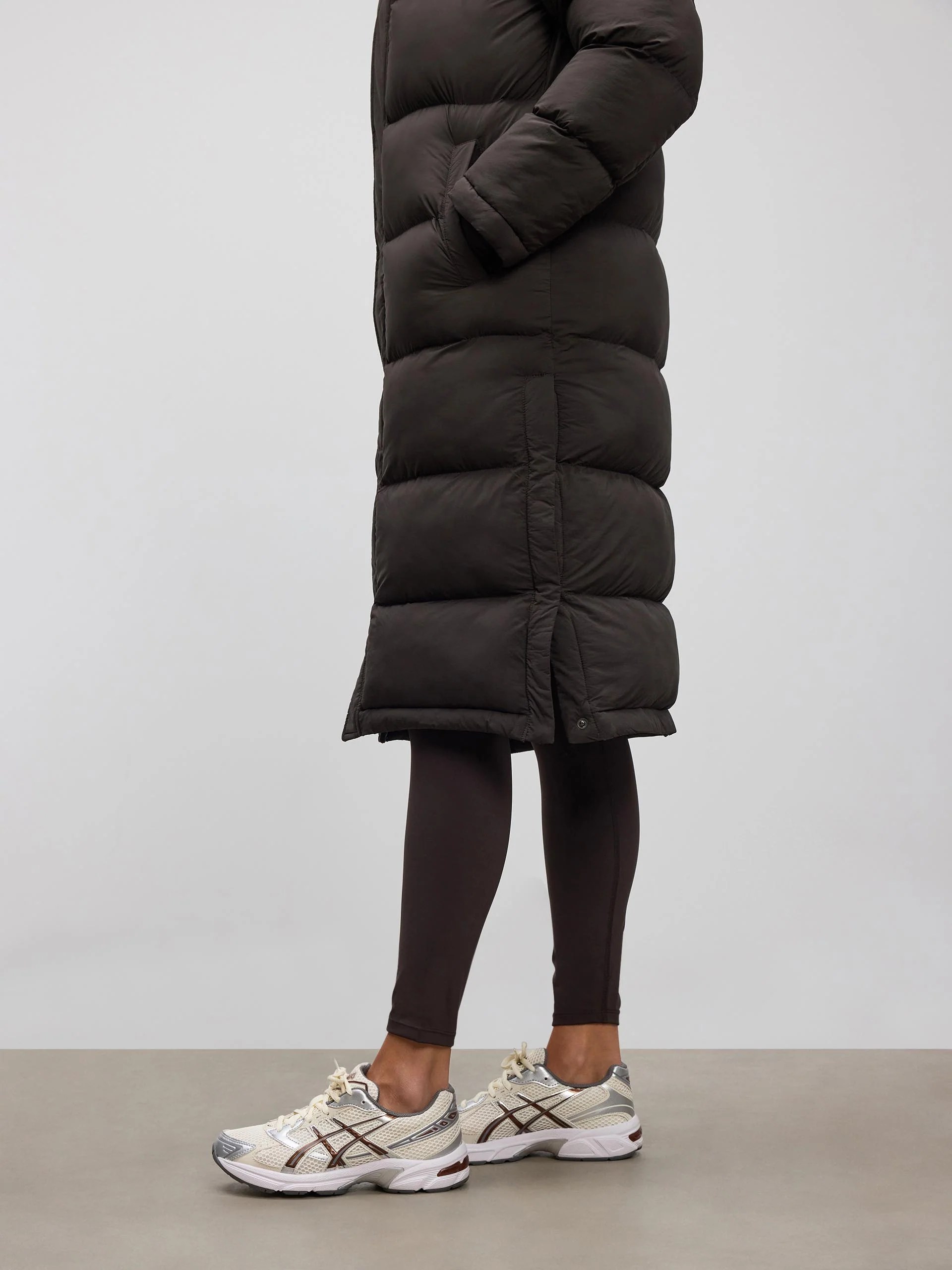 Womens Mid Length Puffer Jacket in Brown - Image 4