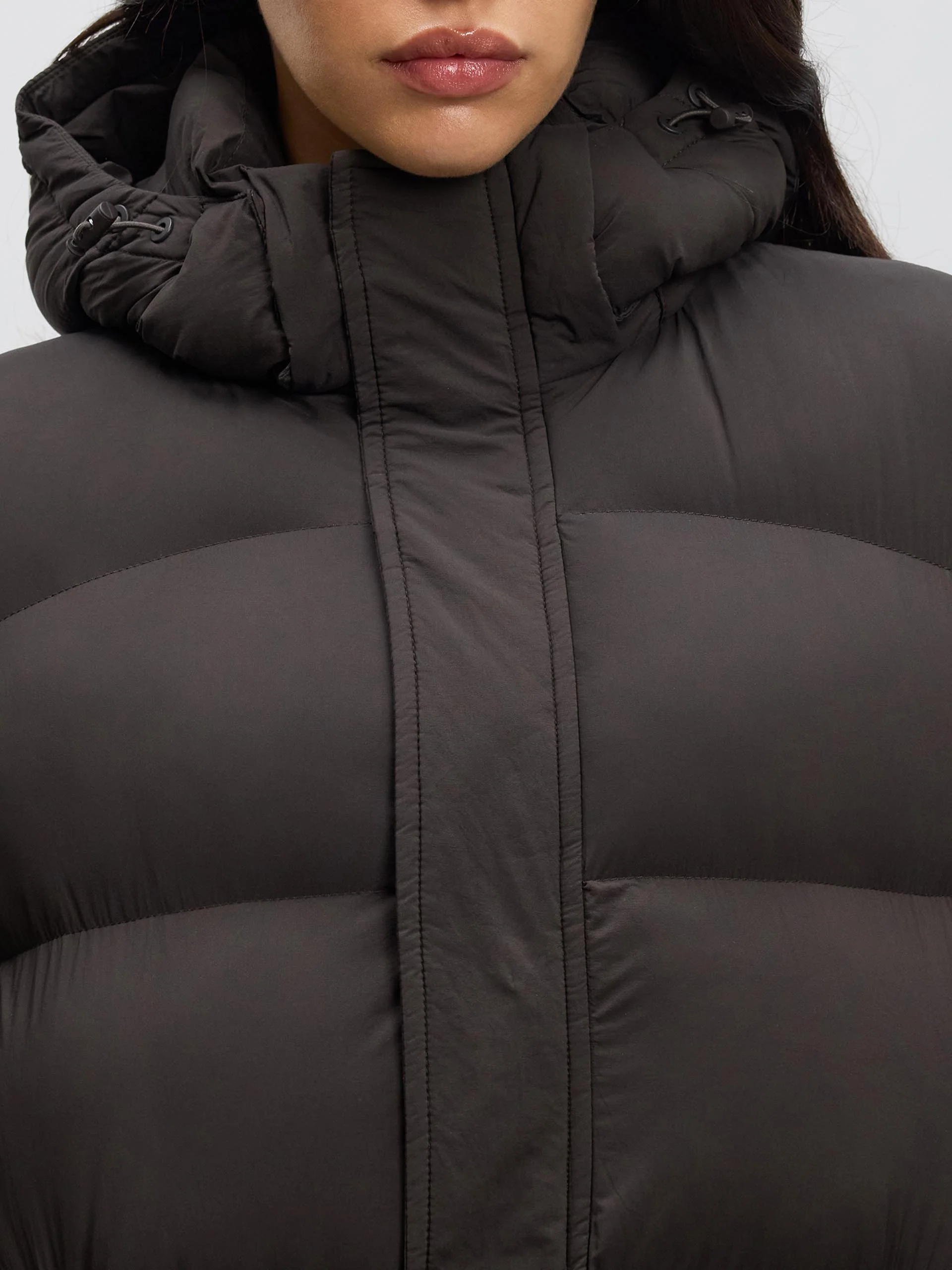 Womens Mid Length Puffer Jacket in Brown - Image 5