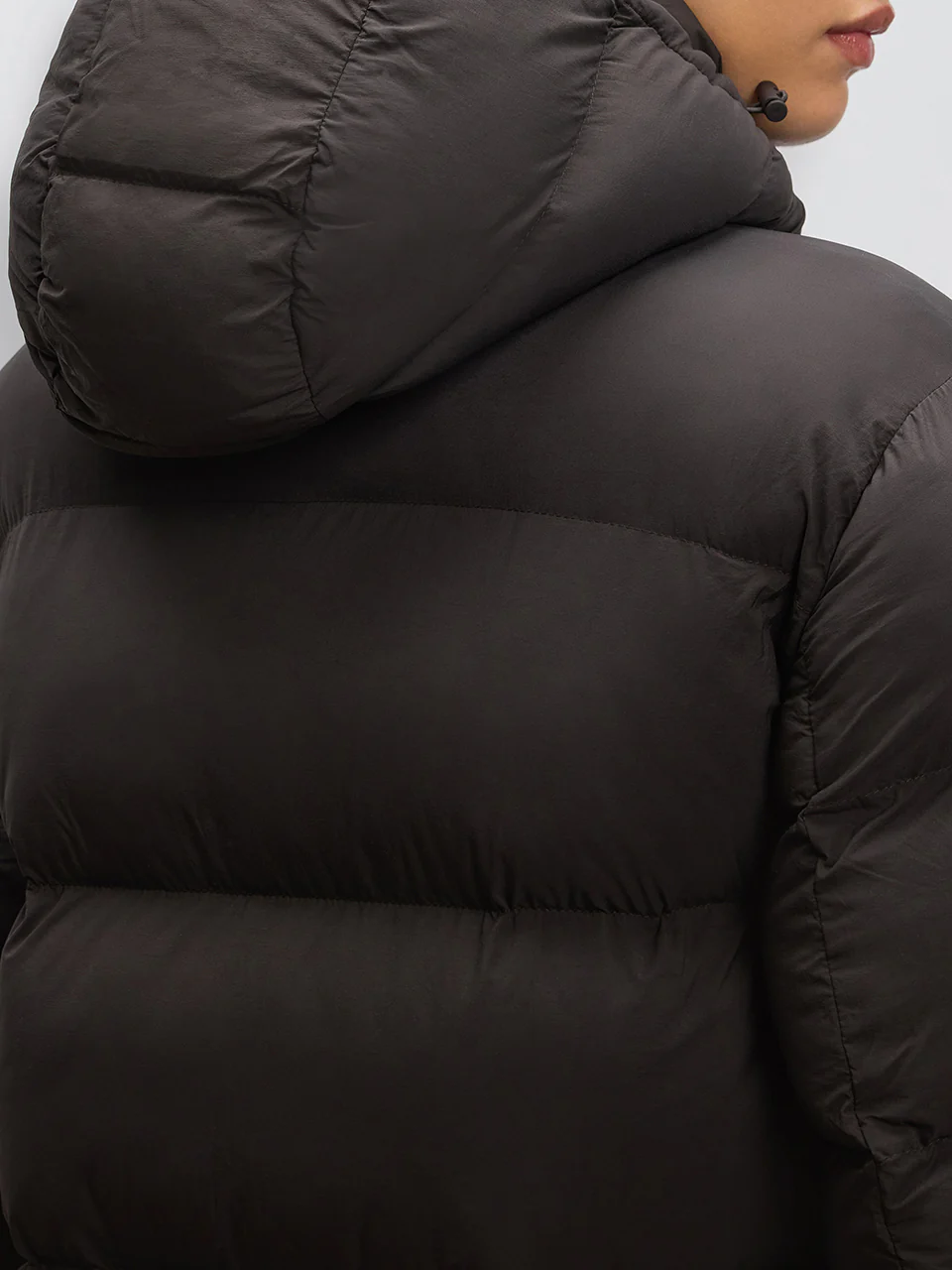 Womens Mid Length Puffer Jacket in Brown - Image 6