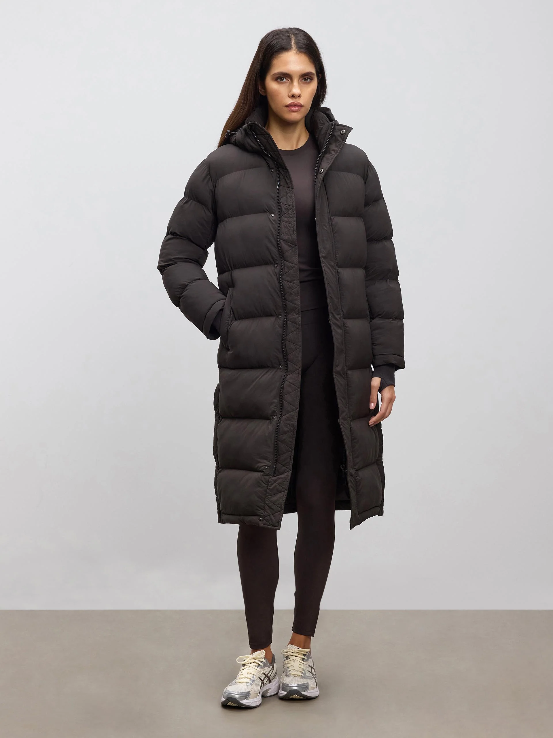 Womens Mid Length Puffer Jacket in Brown - Image 7