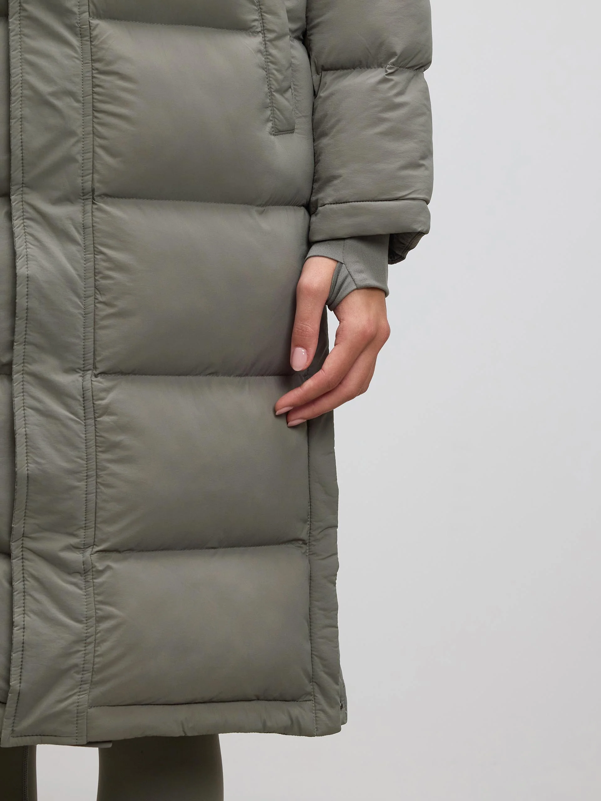 Womens Mid Length Puffer Jacket in Sage - Image 3