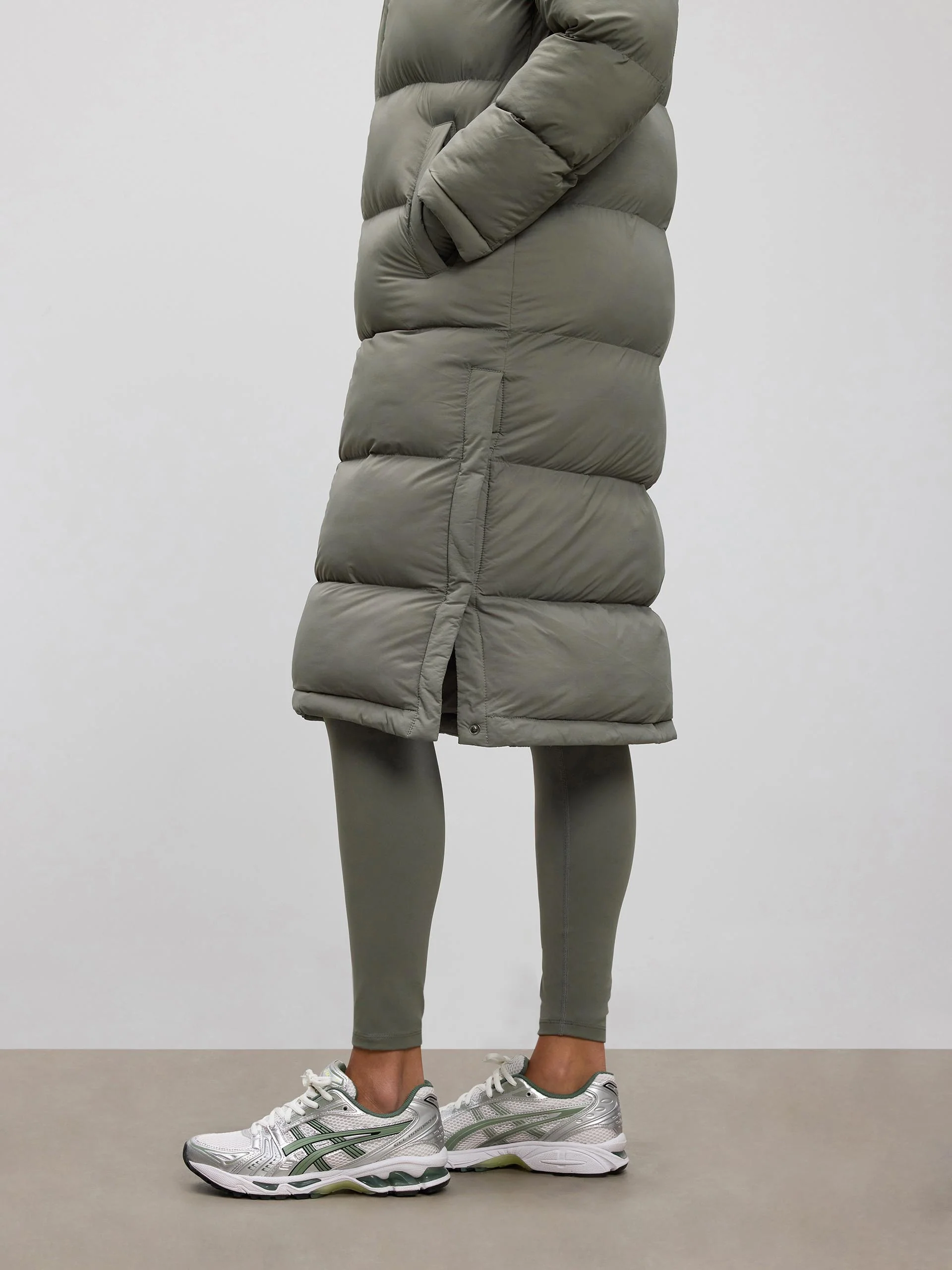 Womens Mid Length Puffer Jacket in Sage - Image 4