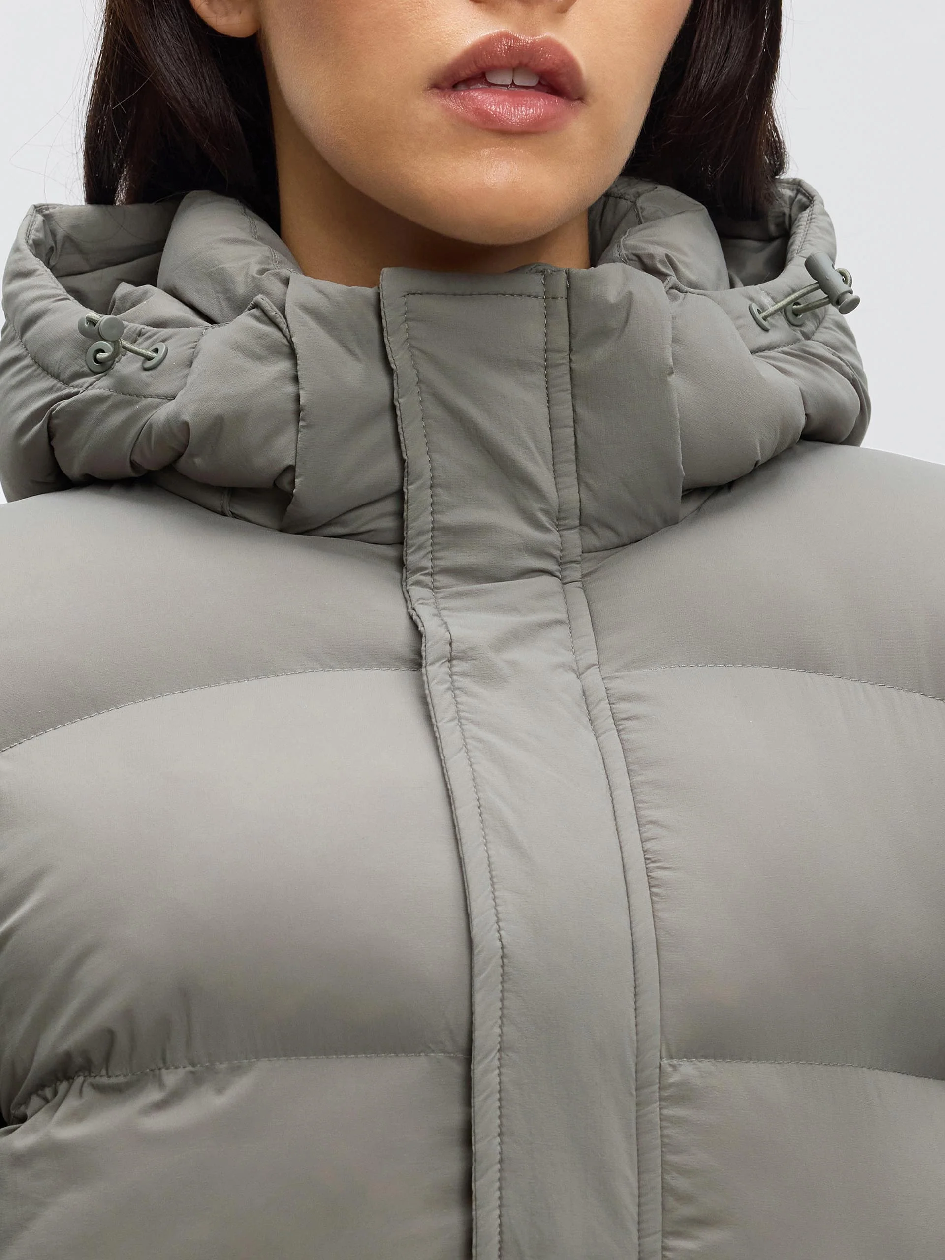 Womens Mid Length Puffer Jacket in Sage - Image 5