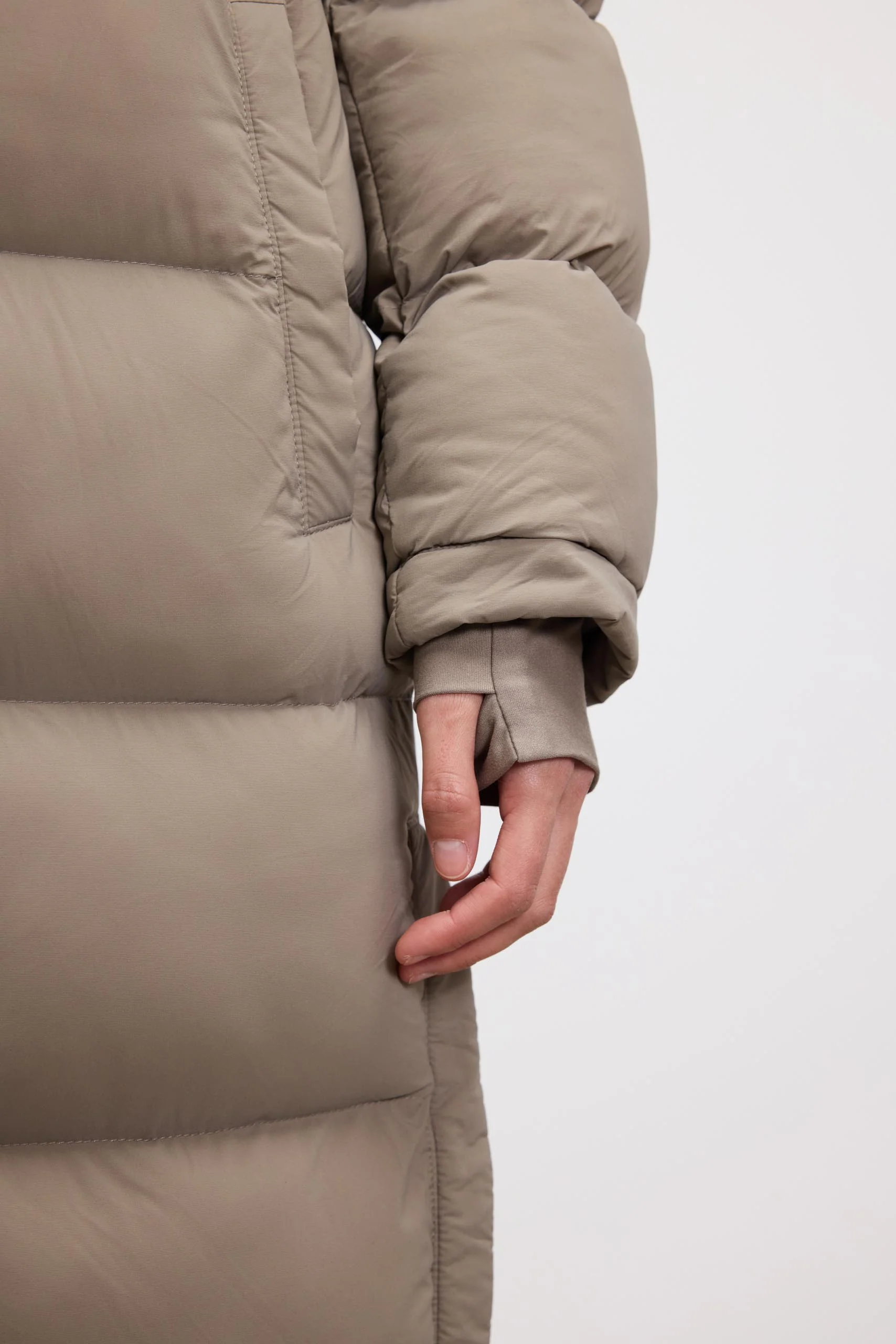 Womens Mid Length Puffer Jacket in Stone - Image 5