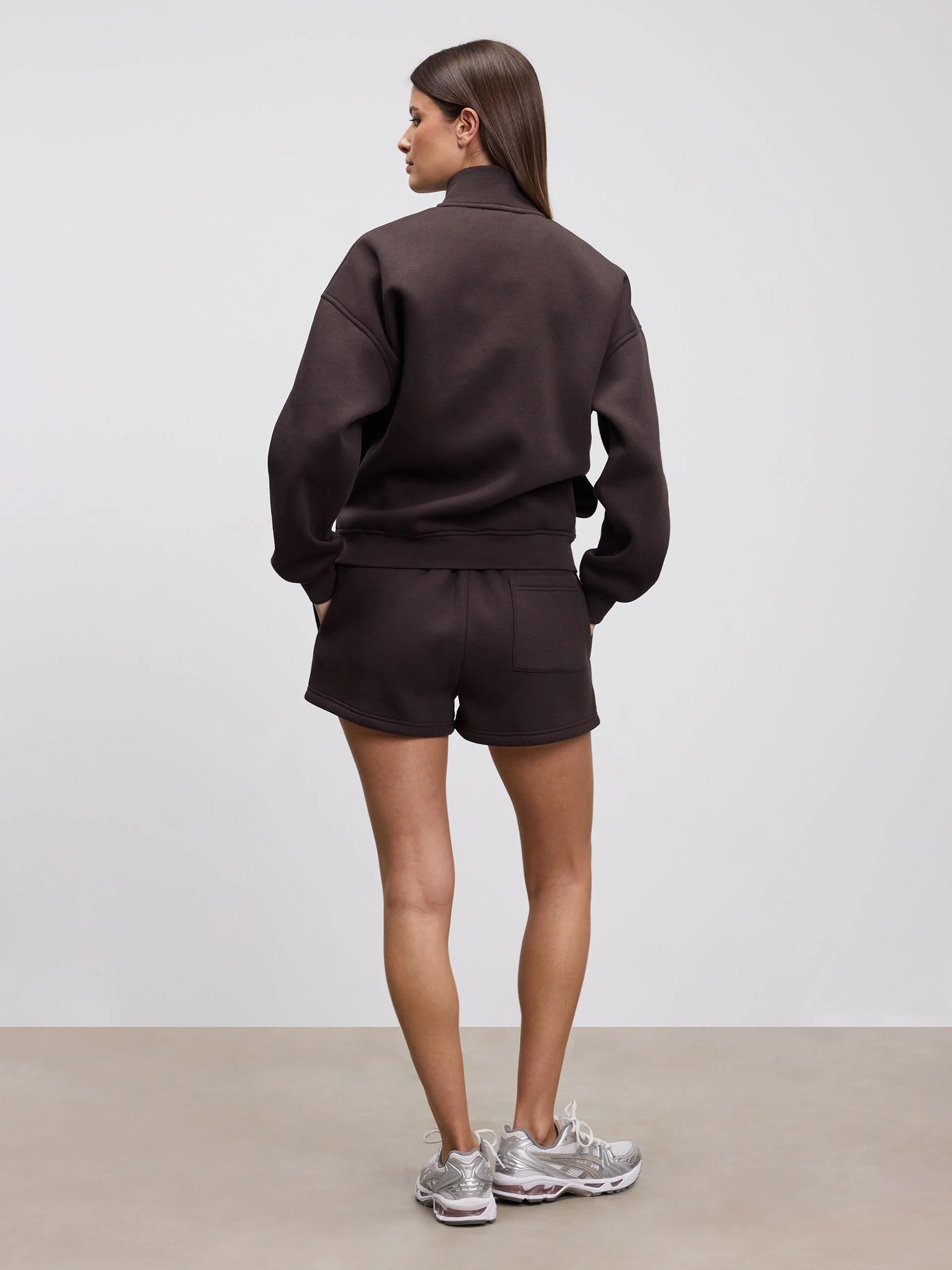Womens Neoprene Funnel Neck Jacket in Brown - Image 7