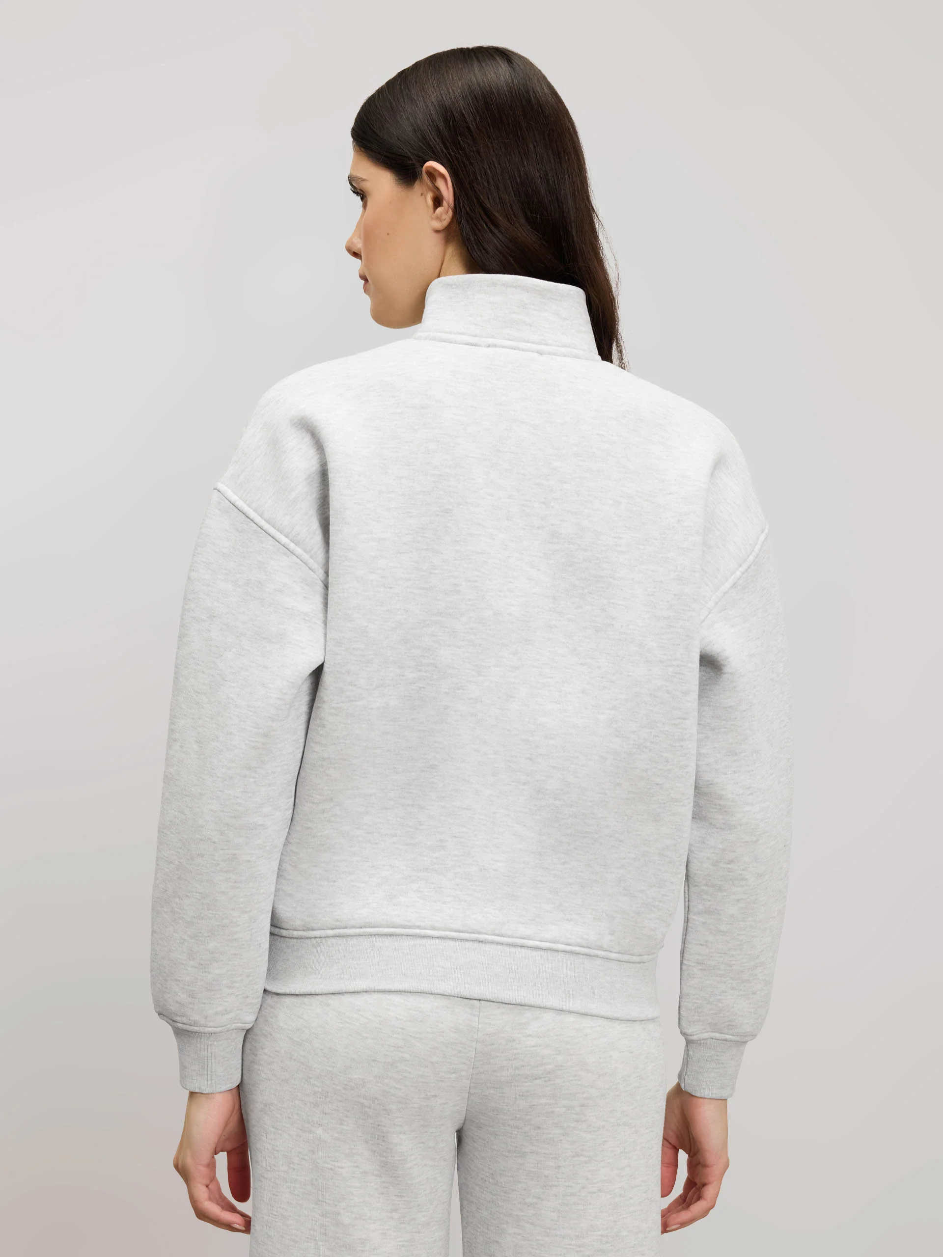 Womens Neoprene Funnel Neck Jacket in Marl Grey - Image 3