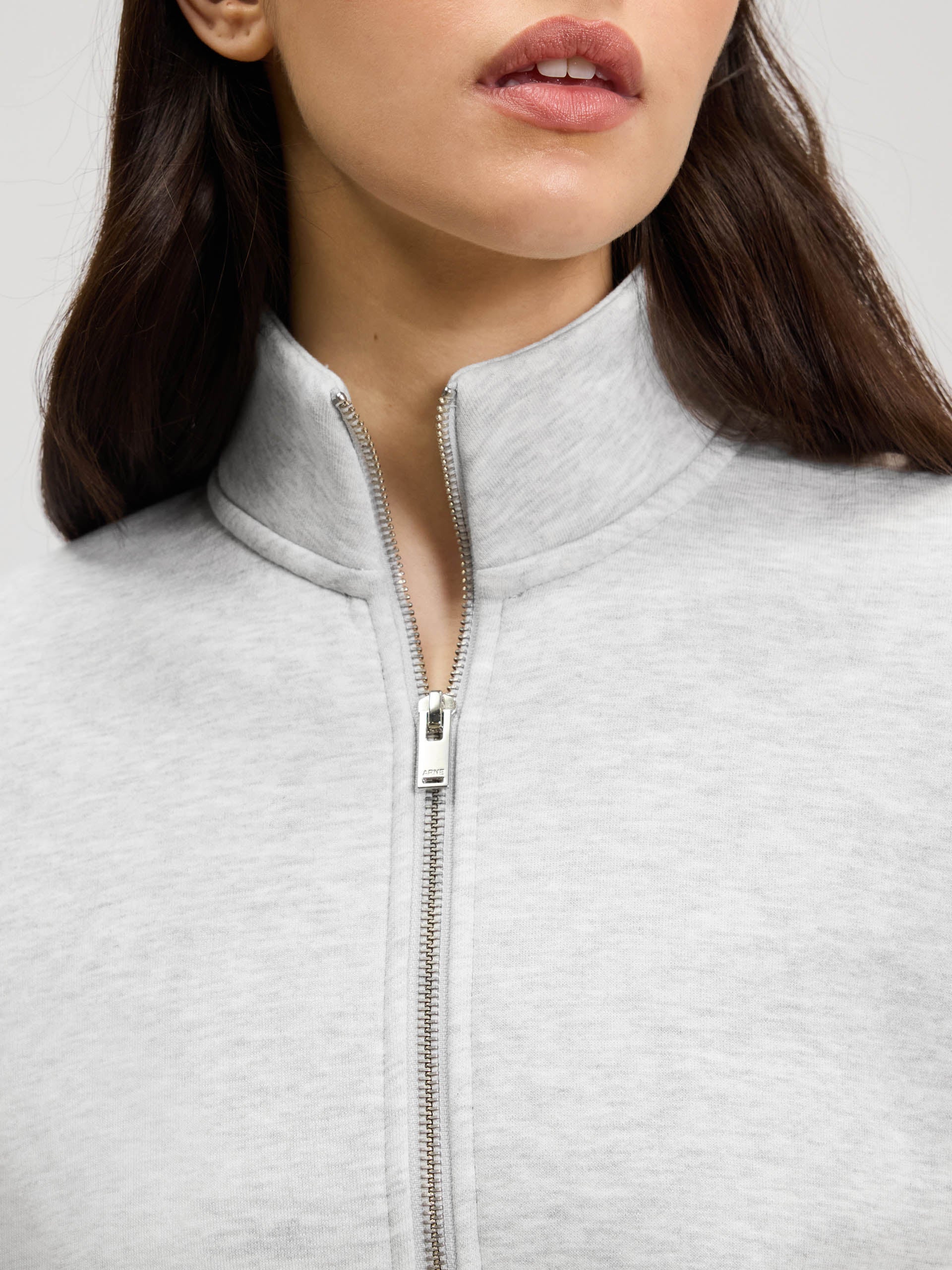 Womens Neoprene Funnel Neck Jacket in Marl Grey - Image 4