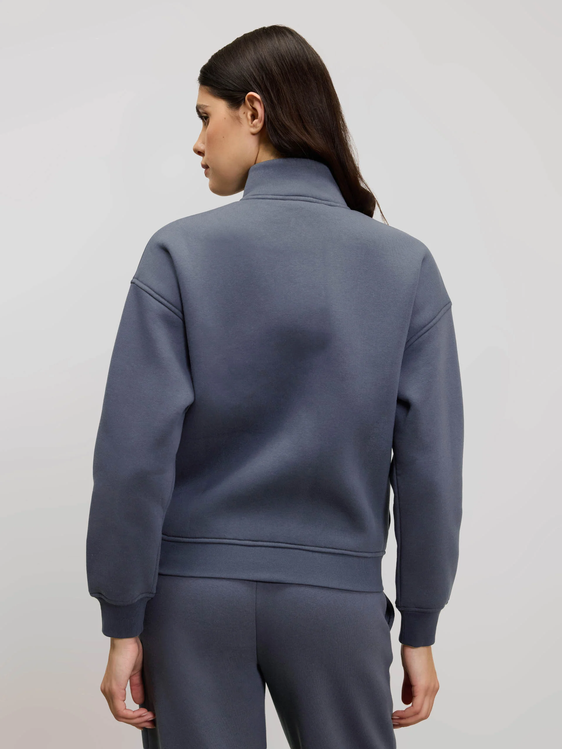 Womens Neoprene Funnel Neck Jacket in Slate Blue - Image 3