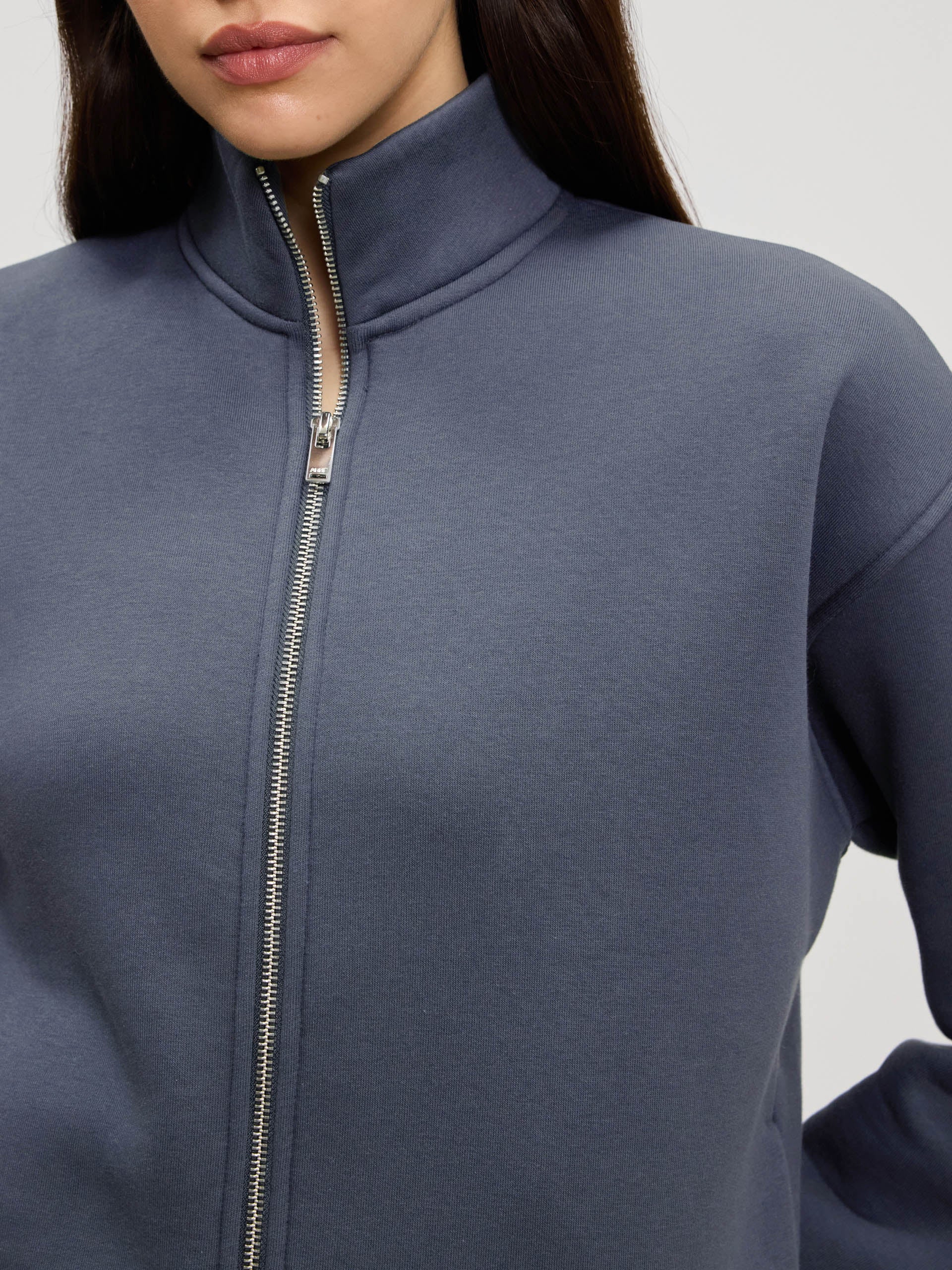 Womens Neoprene Funnel Neck Jacket in Slate Blue - Image 5