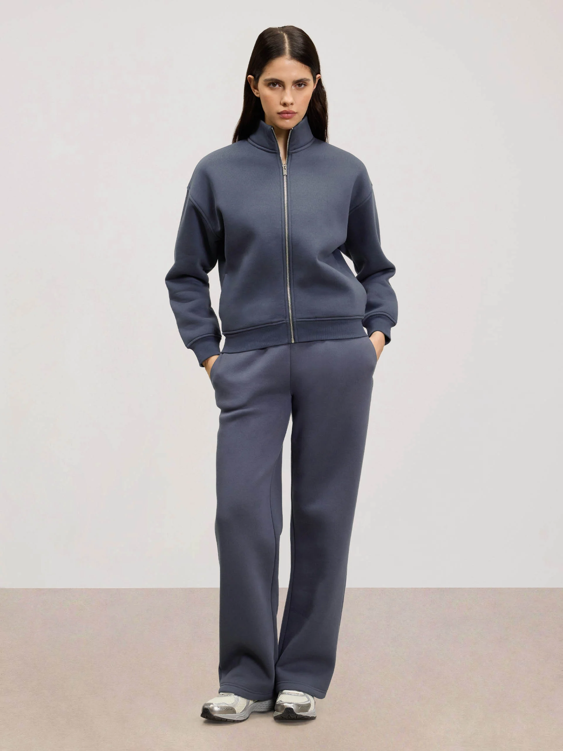 Womens Neoprene Funnel Neck Jacket in Slate Blue - Image 7