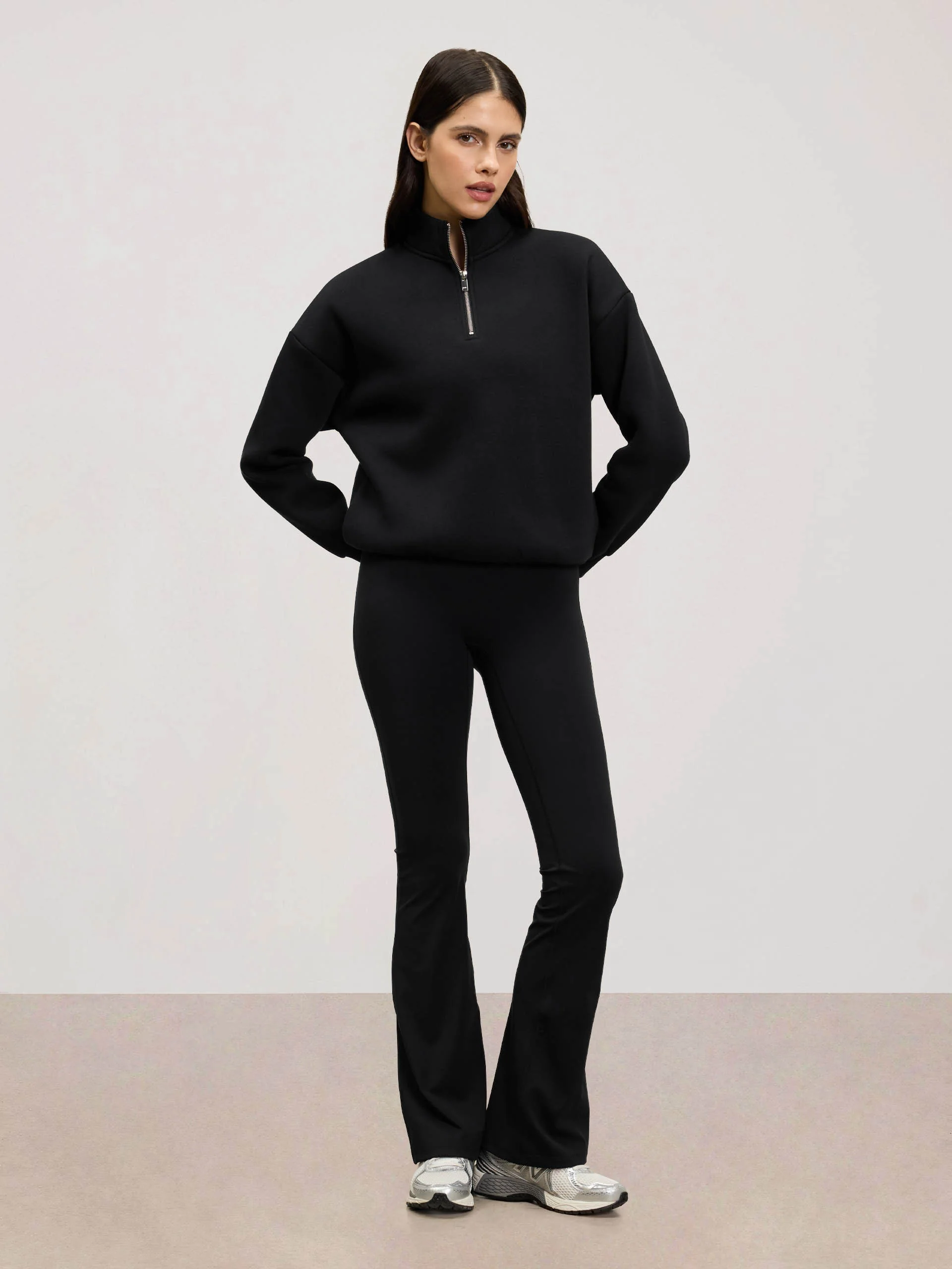 Womens Neoprene Half Zip in Black - Image 2