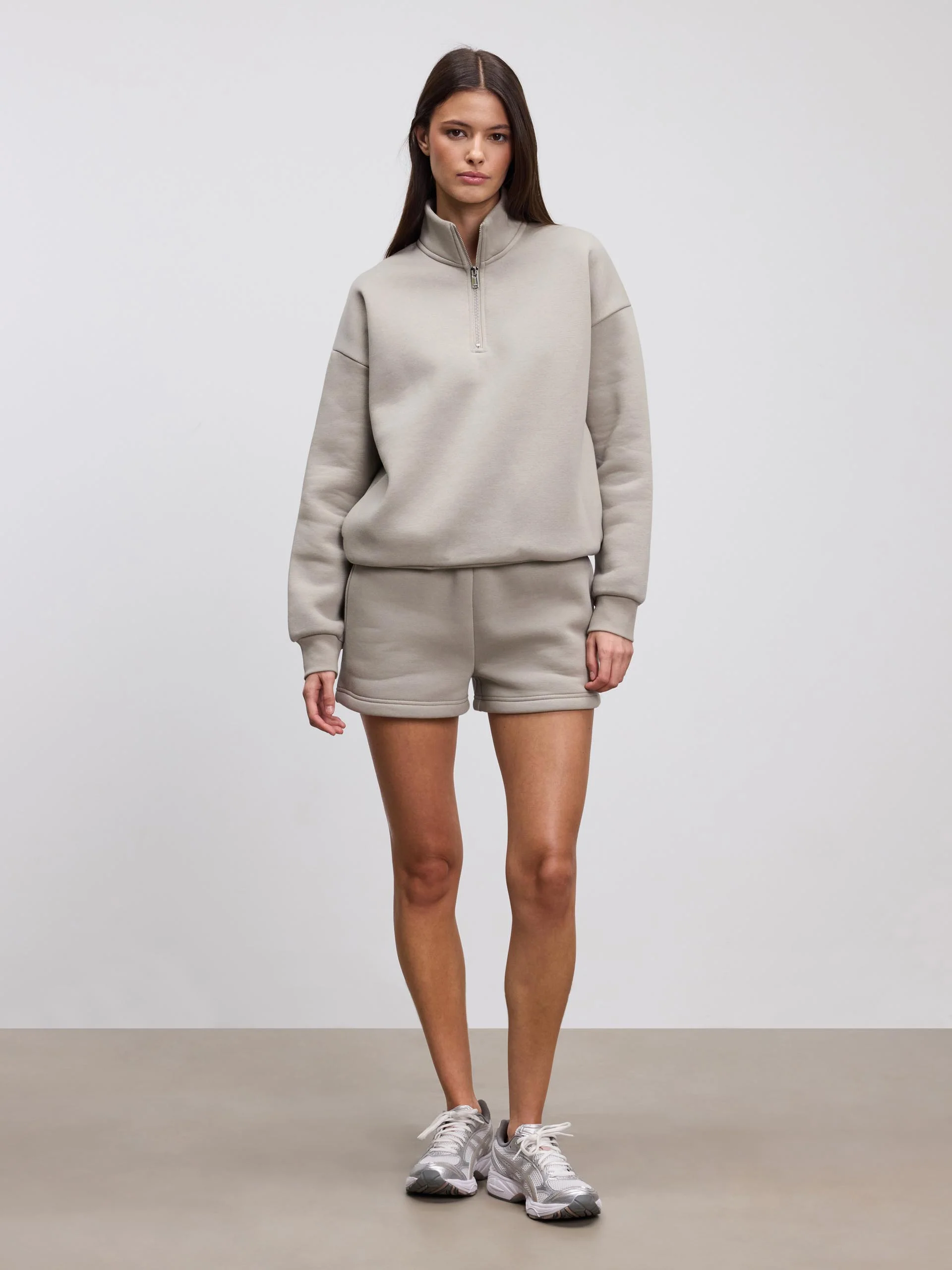 Womens Neoprene Half Zip in Dark Stone - Image 2