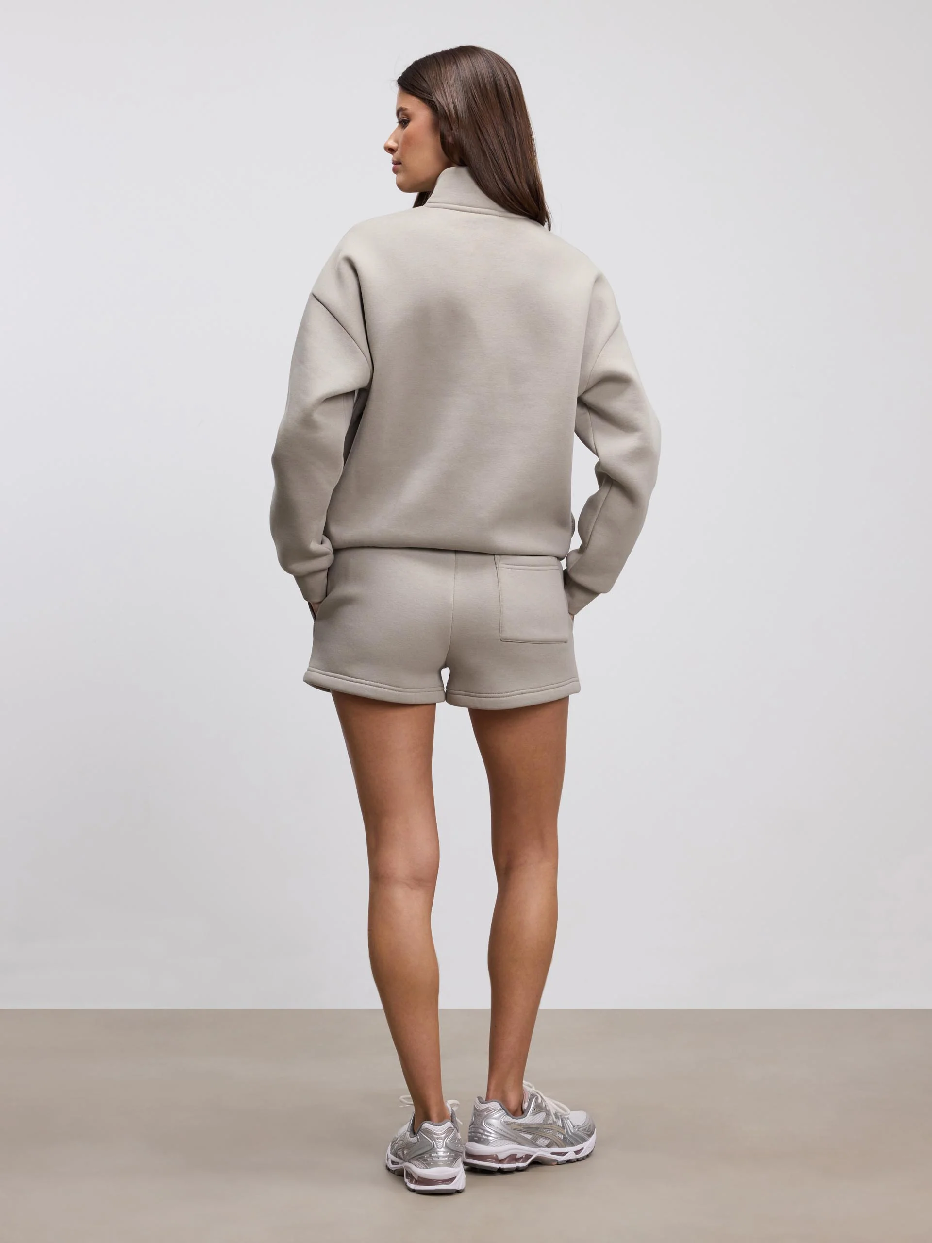 Womens Neoprene Half Zip in Dark Stone - Image 3