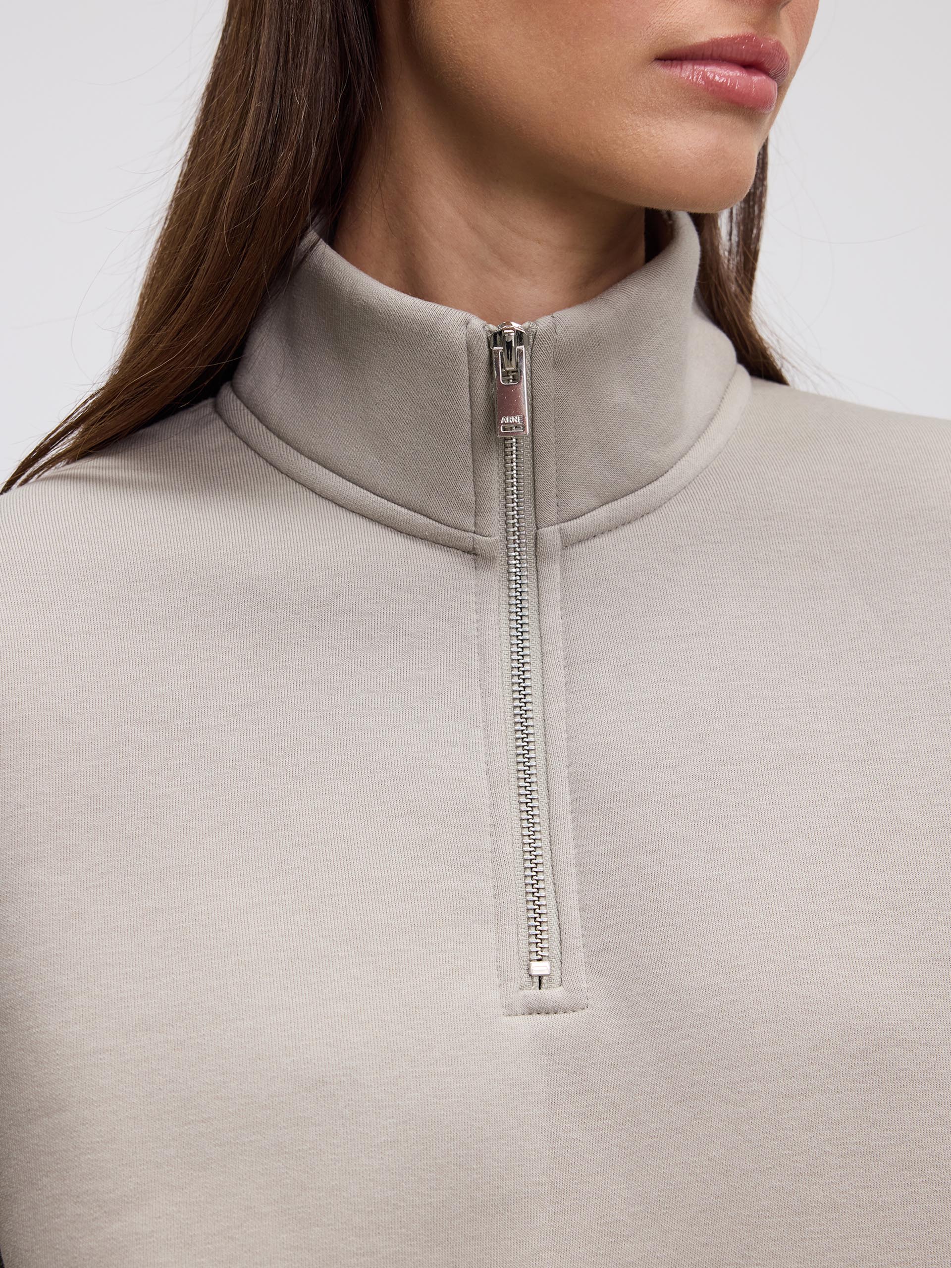 Womens Neoprene Half Zip in Dark Stone - Image 5