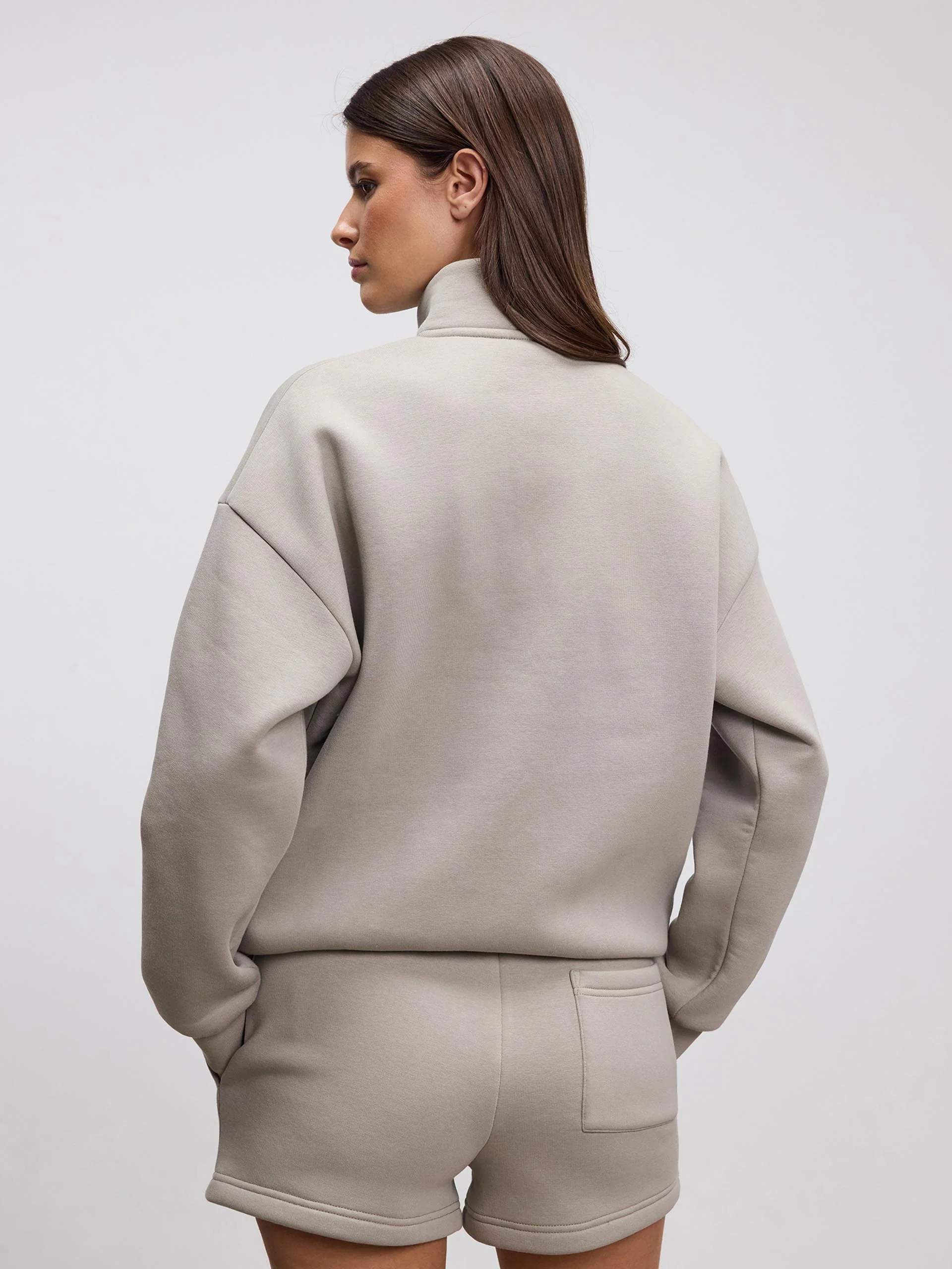 Womens Neoprene Half Zip in Dark Stone - Image 6