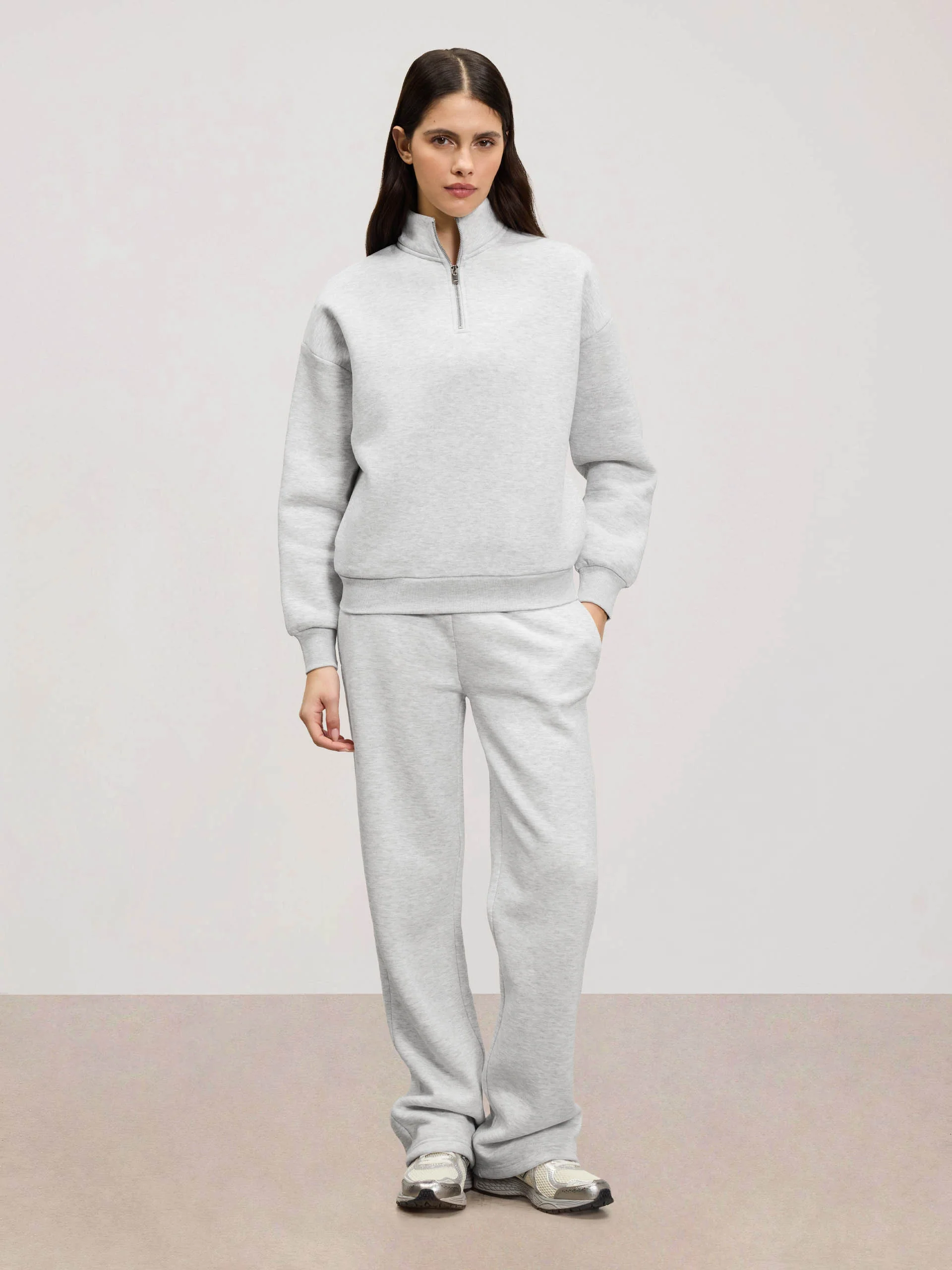 Womens Neoprene Half Zip in Marl Grey - Image 2