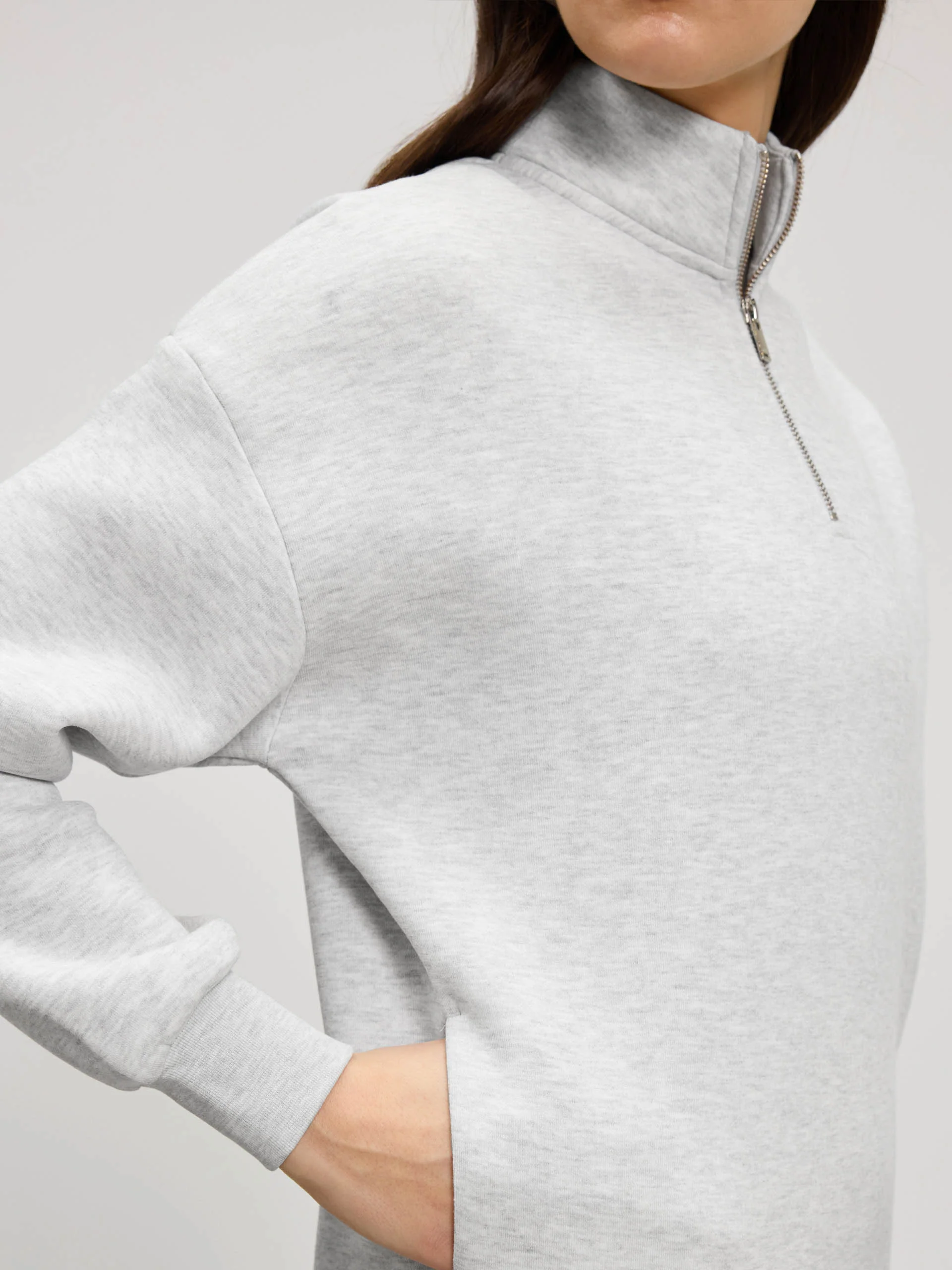 Womens Neoprene Half Zip in Marl Grey - Image 4