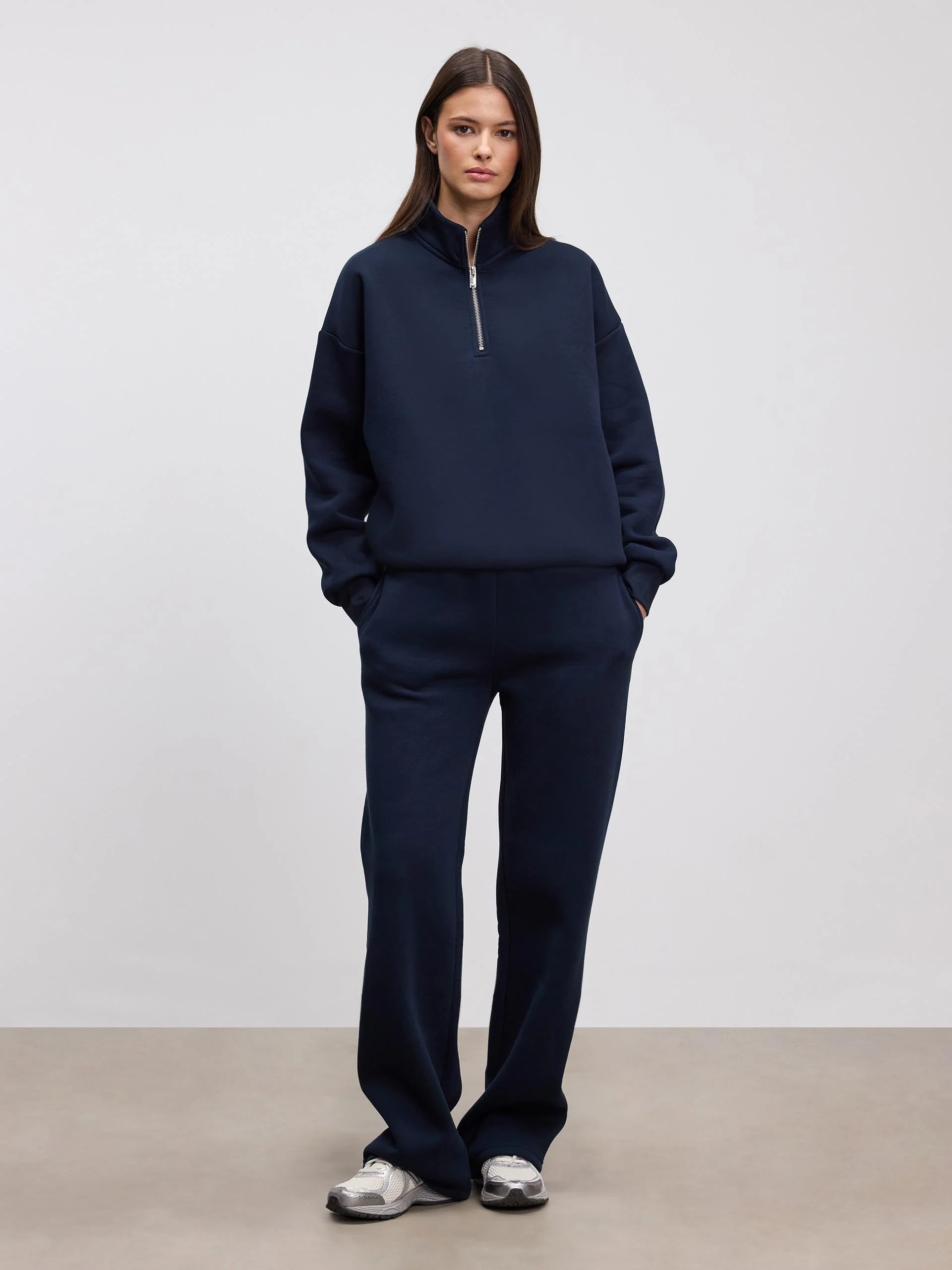 Womens Neoprene Half Zip in Navy - Image 2
