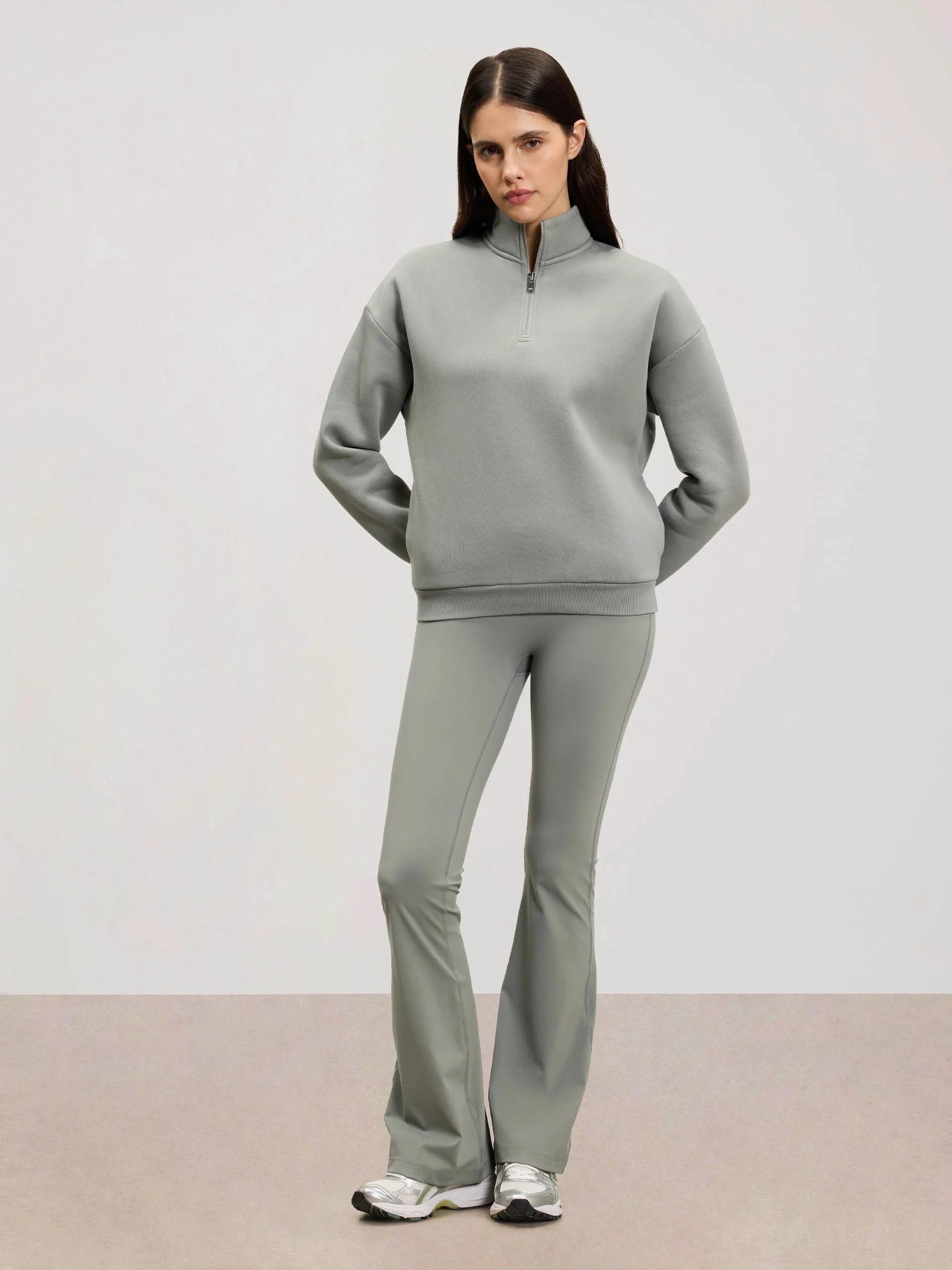 Womens Neoprene Half Zip in Sage - Image 2