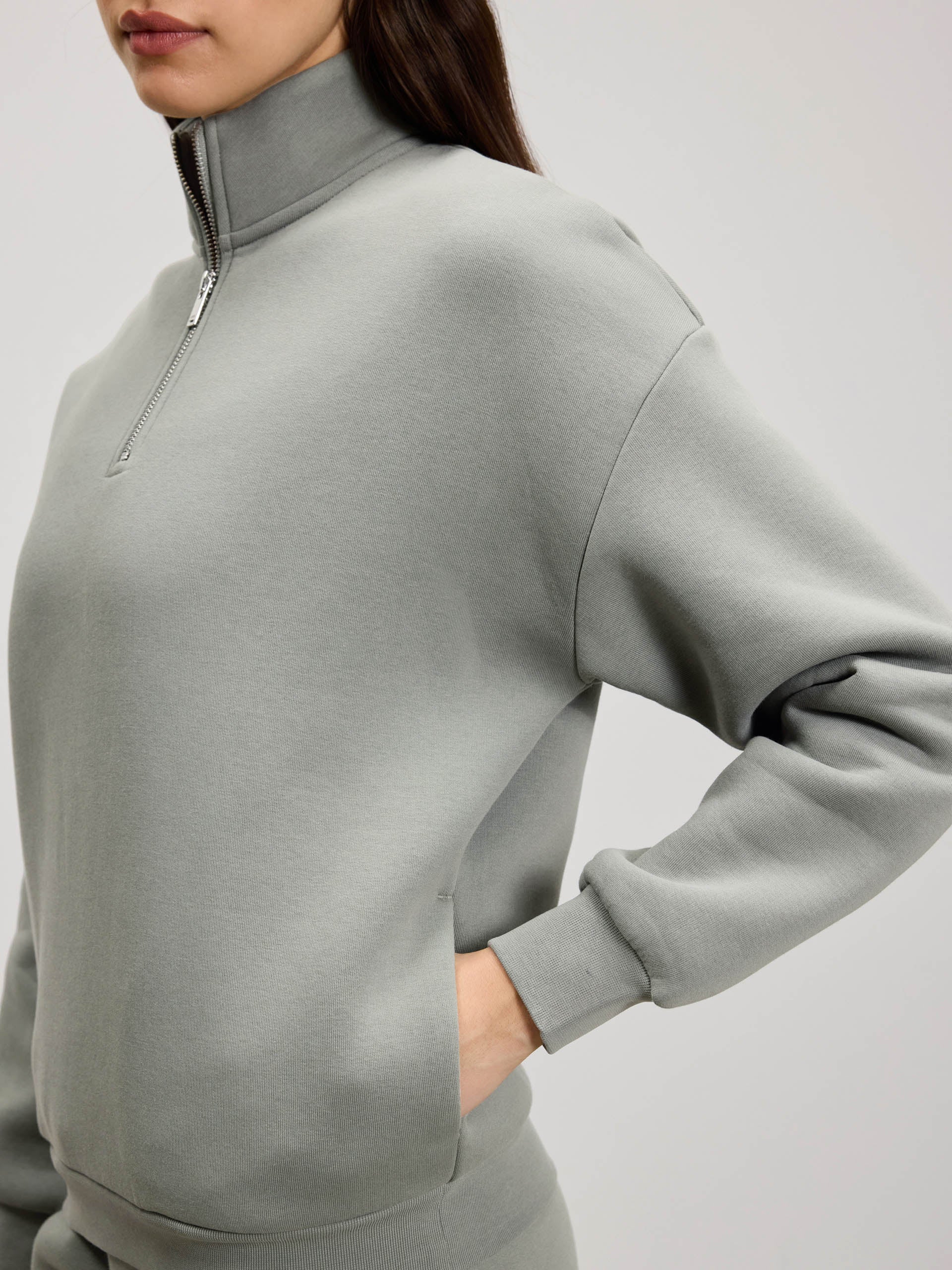 Womens Neoprene Half Zip in Sage - Image 4