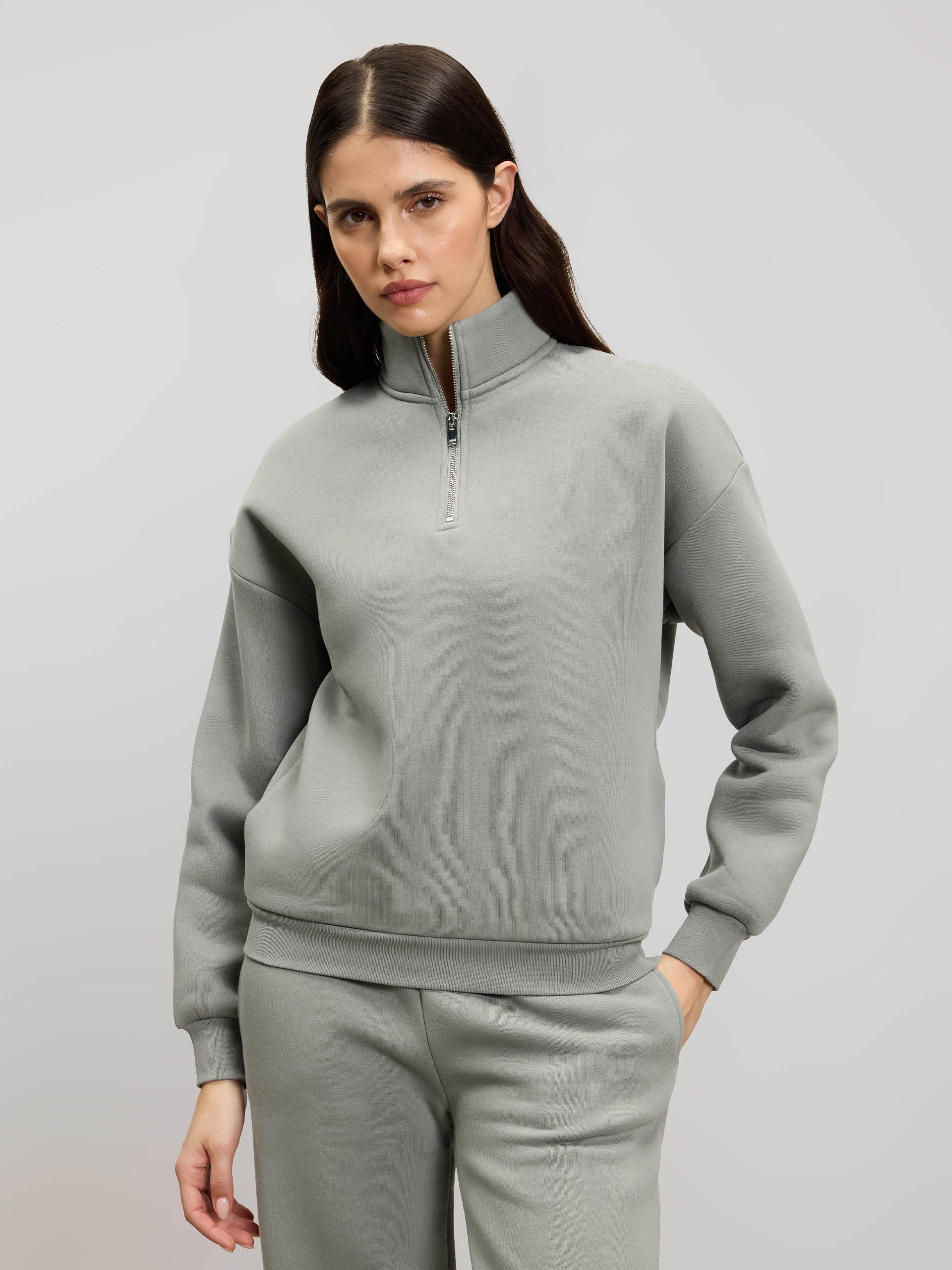 Womens Neoprene Half Zip in Sage - Image 6
