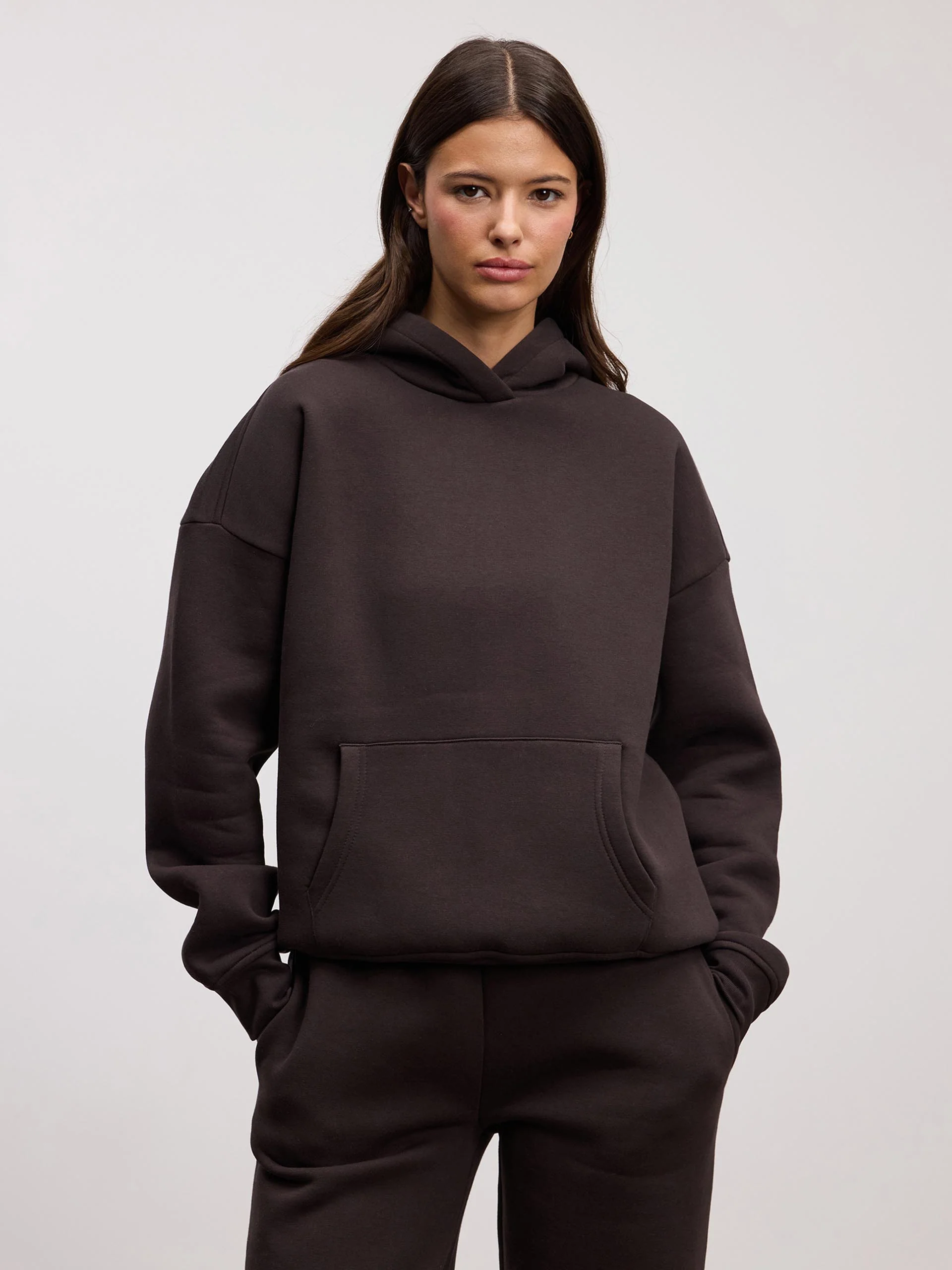 Womens Neoprene Hoodie in Brown - Image 3