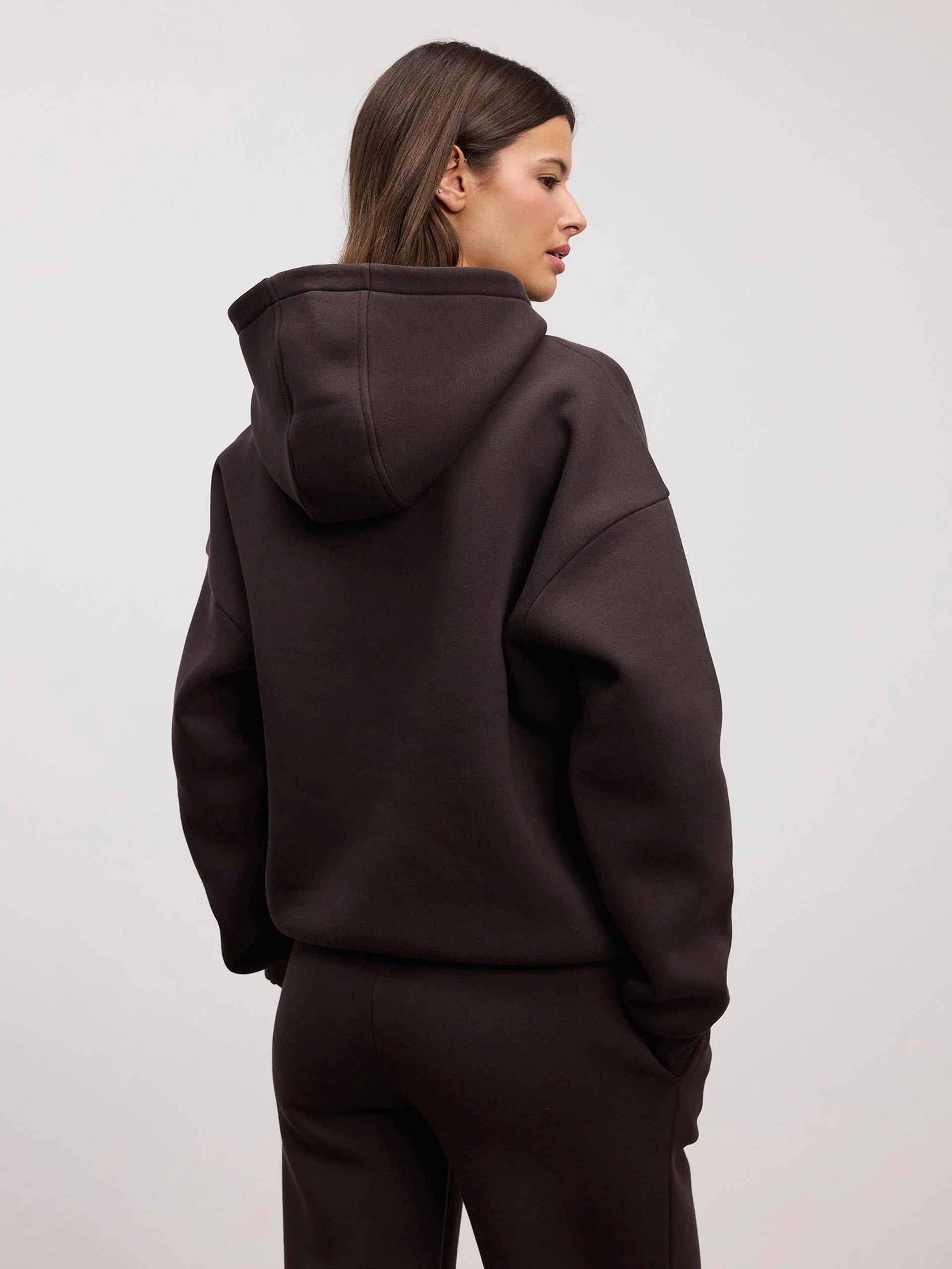 Womens Neoprene Hoodie in Brown - Image 5