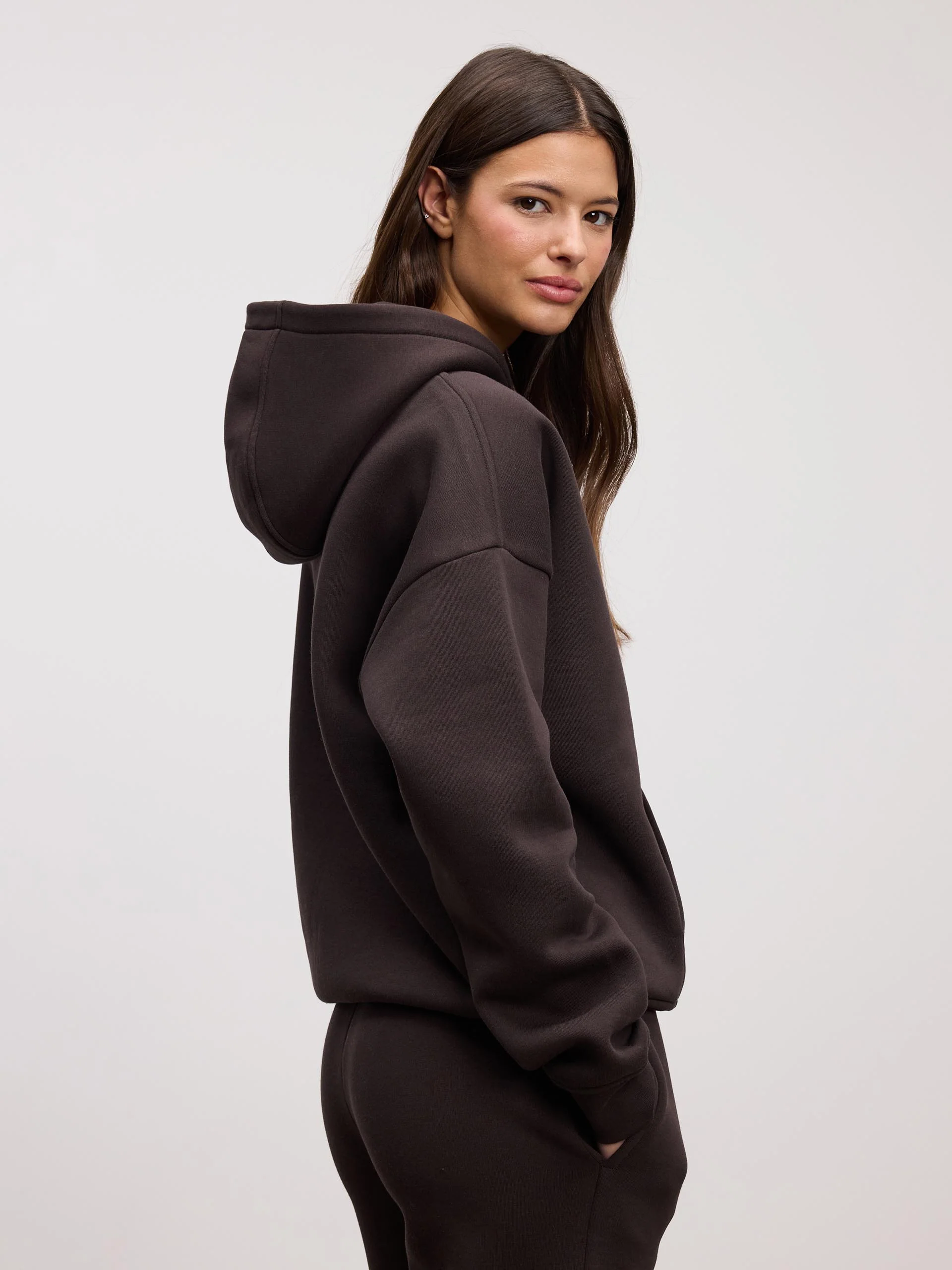 Womens Neoprene Hoodie in Brown - Image 6