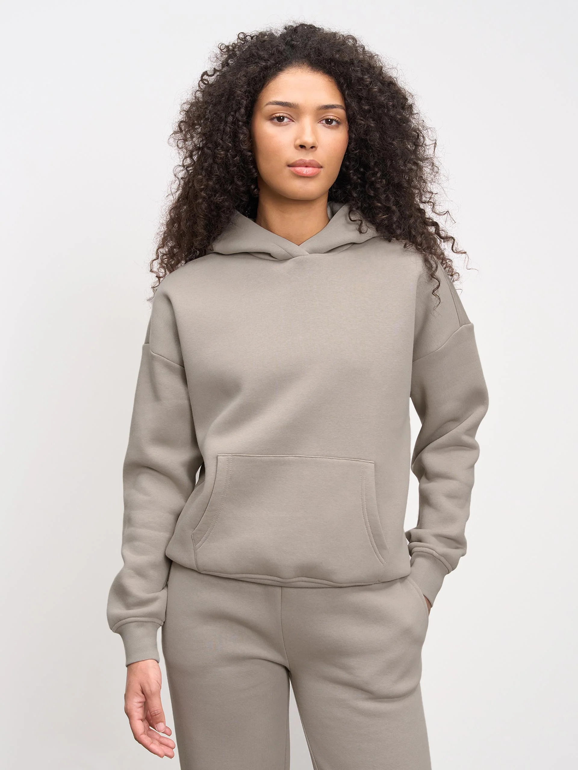 Womens Neoprene Hoodie in Dark Stone - Image 4