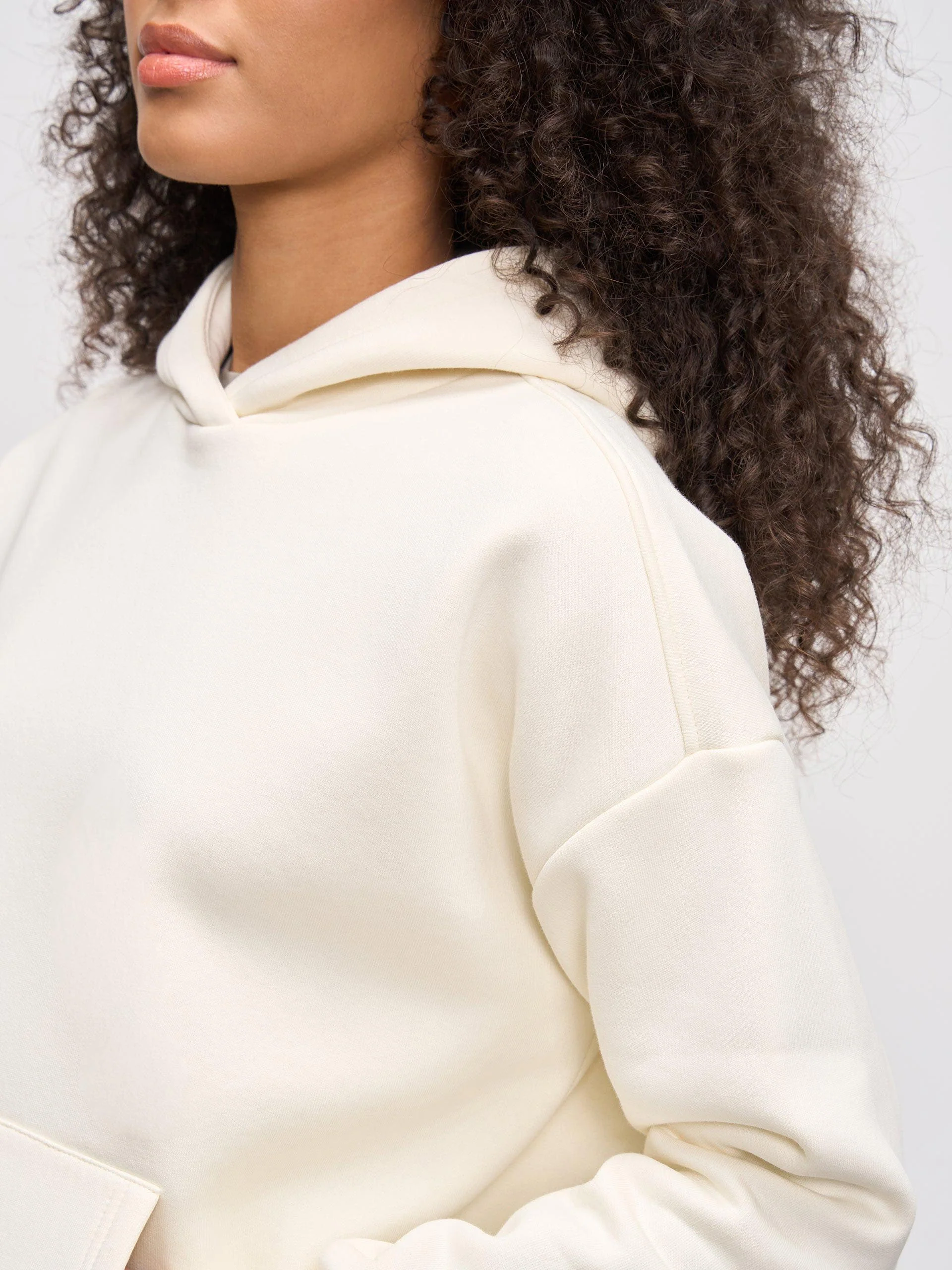 Womens Neoprene Hoodie in Ecru - Image 4