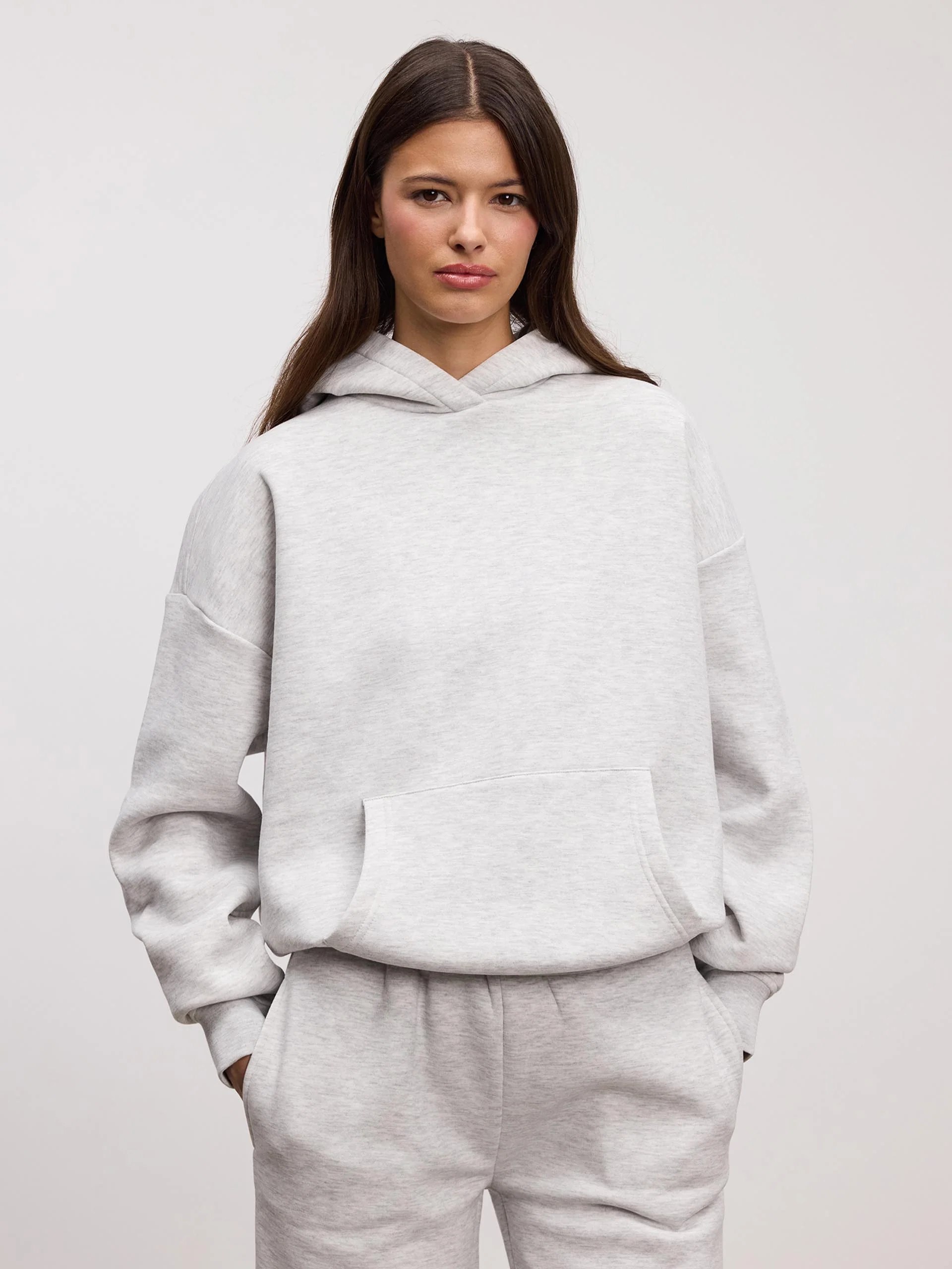 Womens Neoprene Hoodie in Marl Grey - Image 3