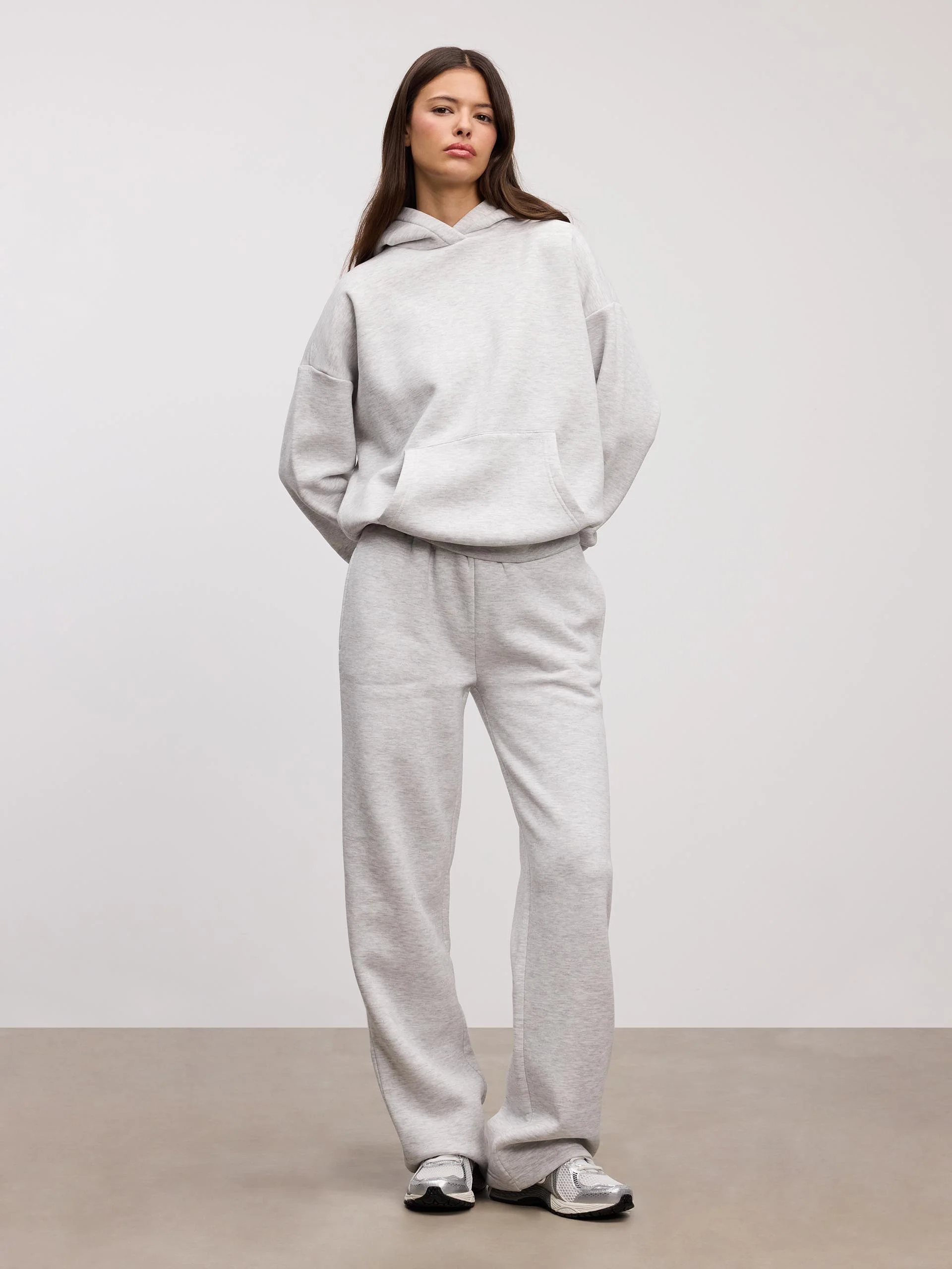Womens Neoprene Hoodie in Marl Grey - Image 4
