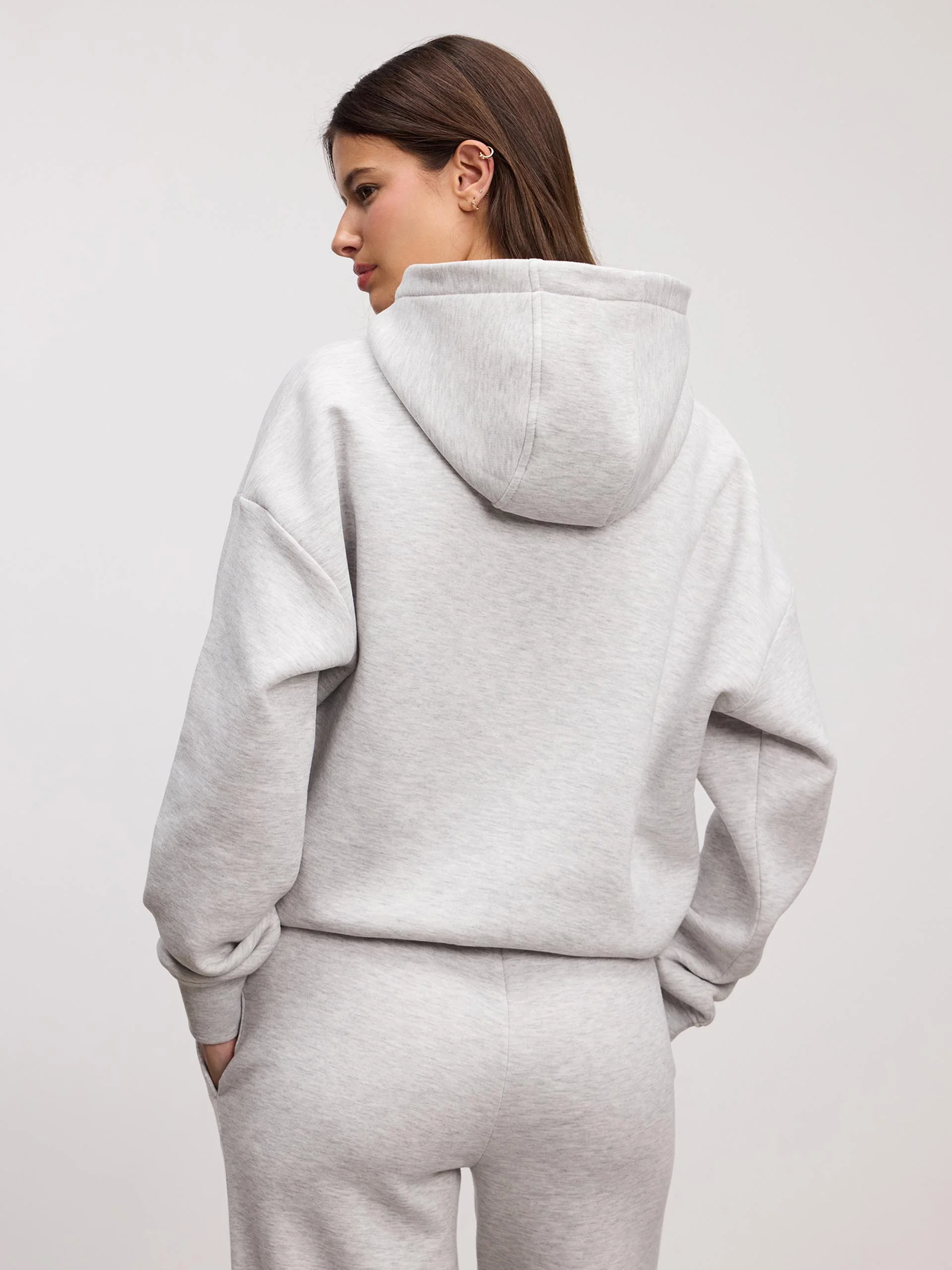Womens Neoprene Hoodie in Marl Grey - Image 5