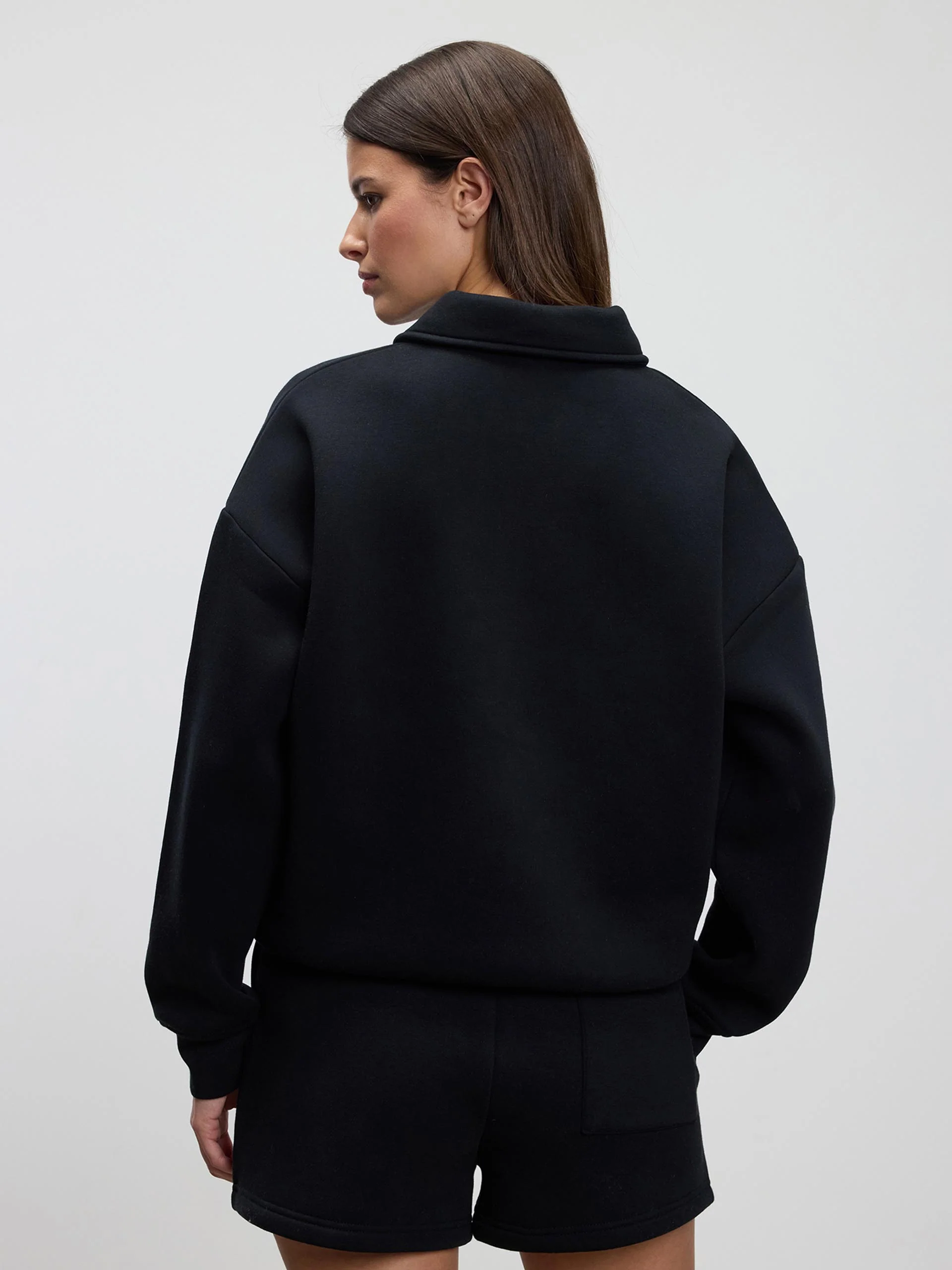 Womens Neoprene Long Sleeve Polo Shirt in Black - Image 10