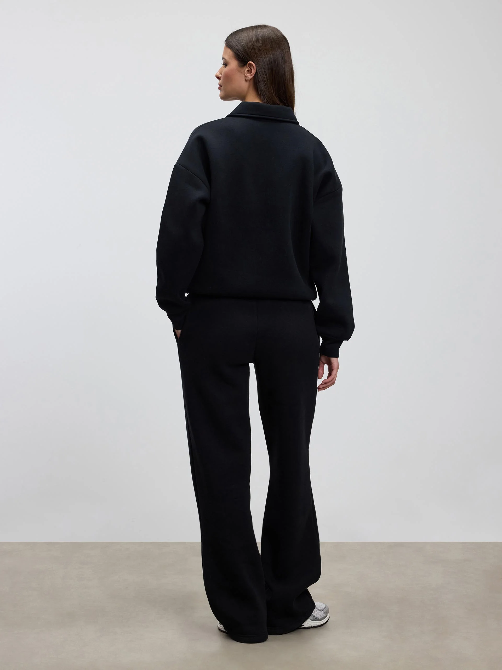 Womens Neoprene Long Sleeve Polo Shirt in Black - Image 4