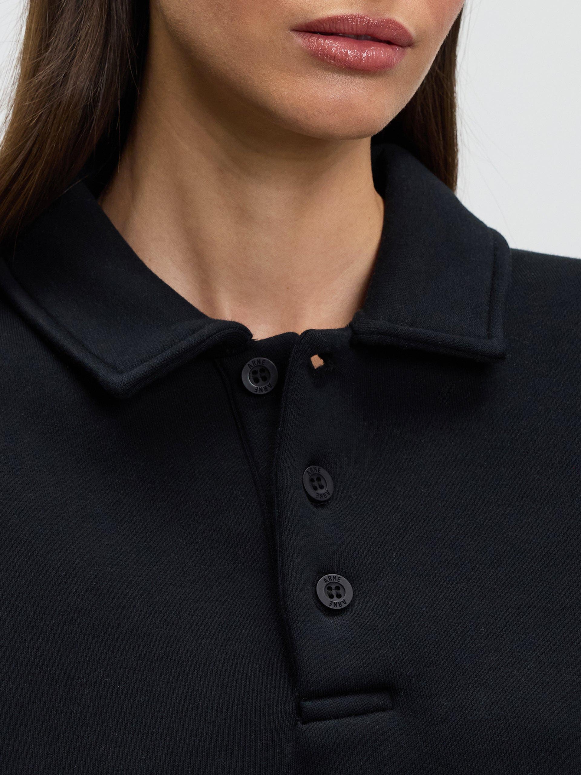 Womens Neoprene Long Sleeve Polo Shirt in Black - Image 5