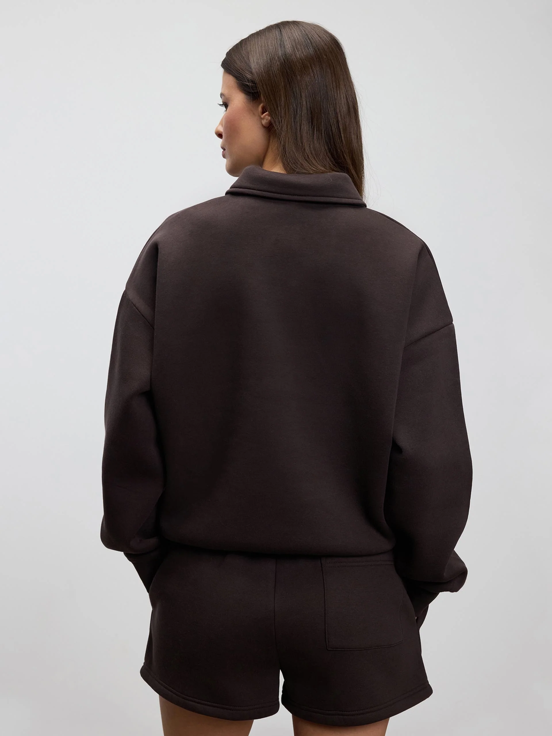 Womens Neoprene Long Sleeve Polo Shirt in Brown - Image 3