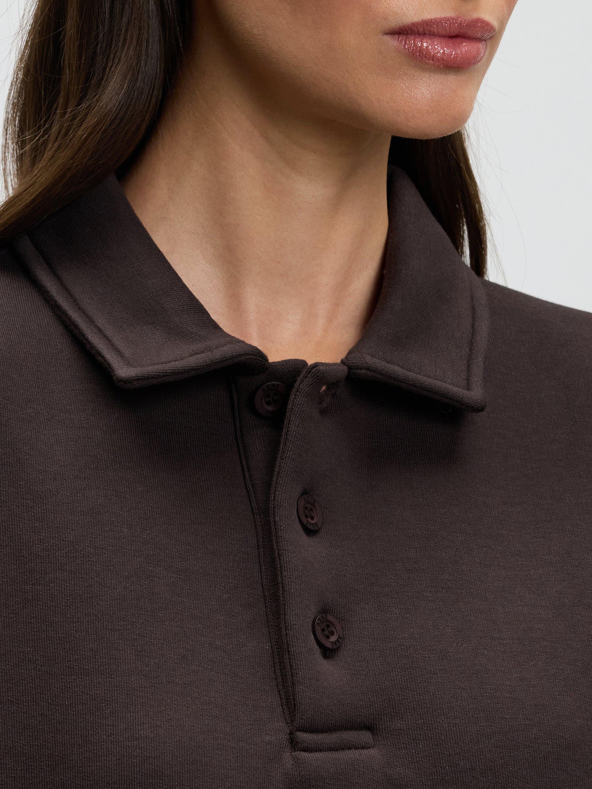 Womens Neoprene Long Sleeve Polo Shirt in Brown - Image 9