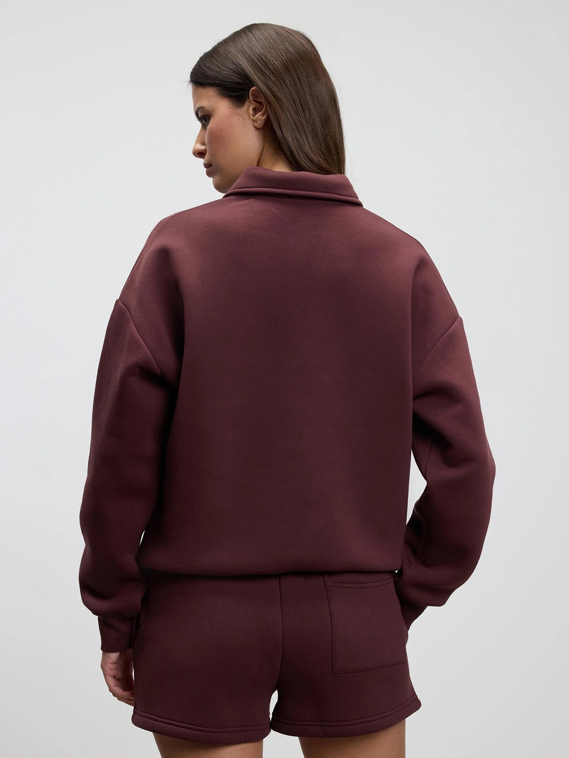 Womens Neoprene Long Sleeve Polo Shirt in Burgundy - Image 6
