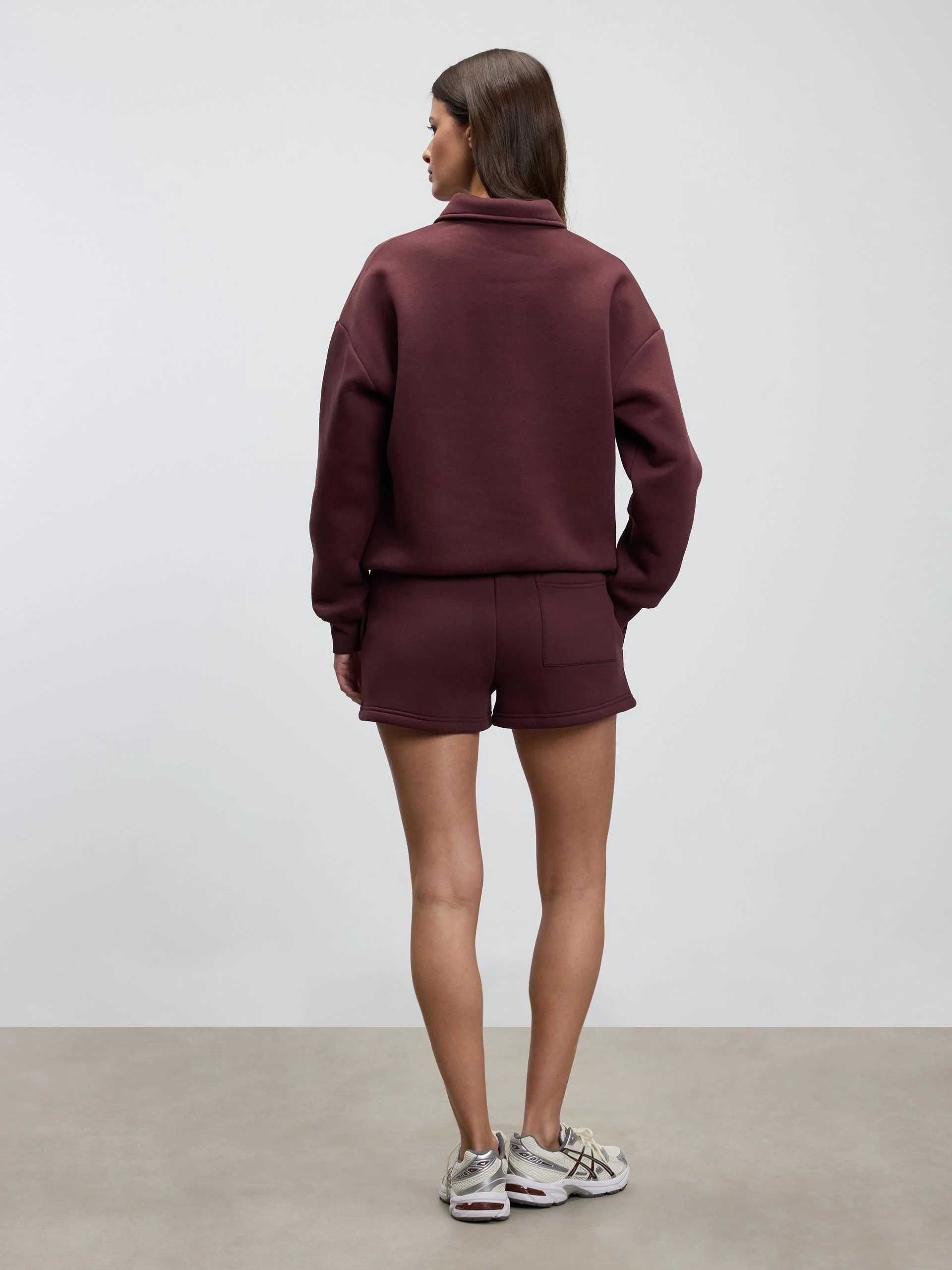 Womens Neoprene Long Sleeve Polo Shirt in Burgundy - Image 7