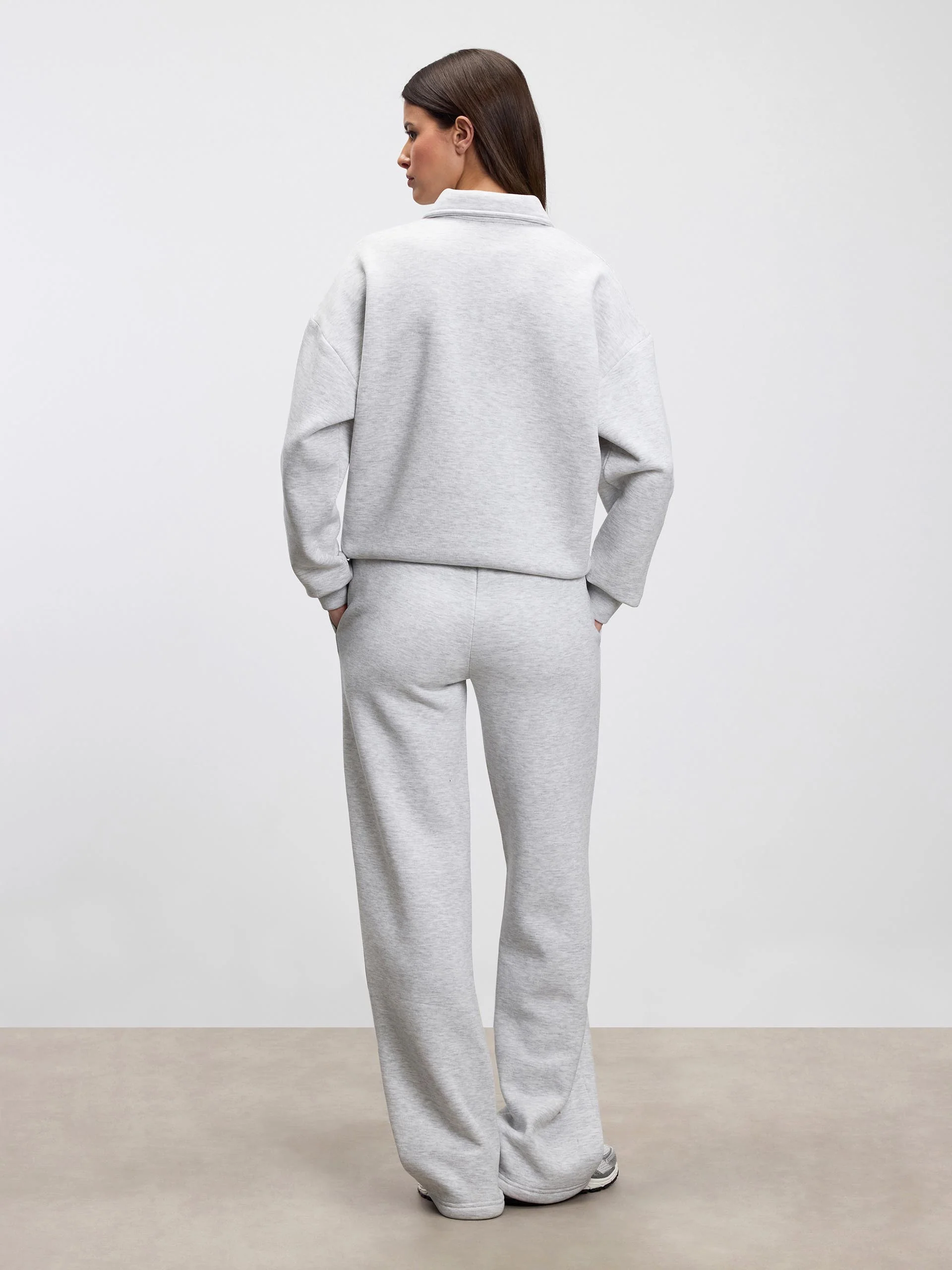 Womens Neoprene Long Sleeve Polo Shirt in Marl Grey - Image 4