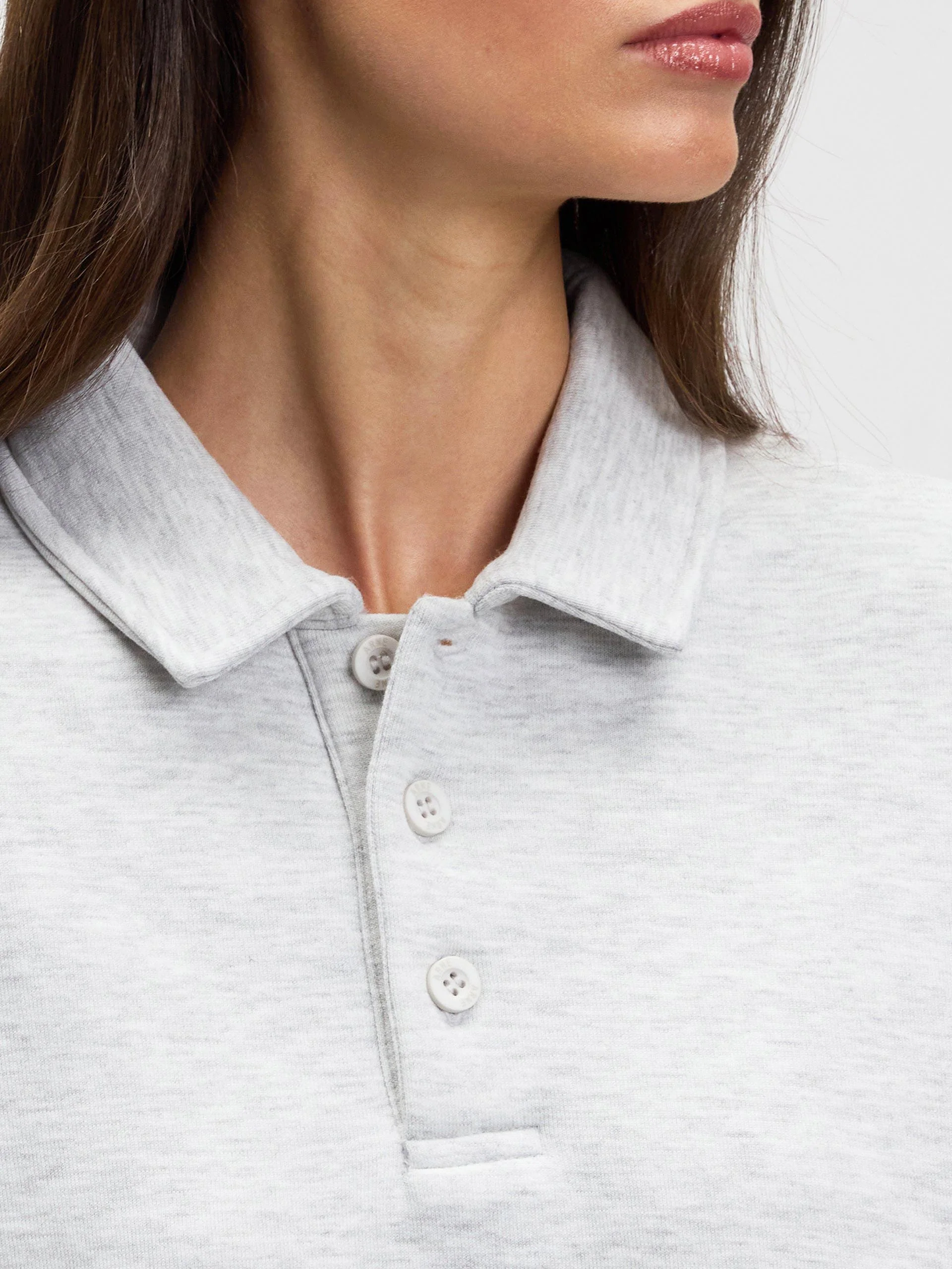 Womens Neoprene Long Sleeve Polo Shirt in Marl Grey - Image 8