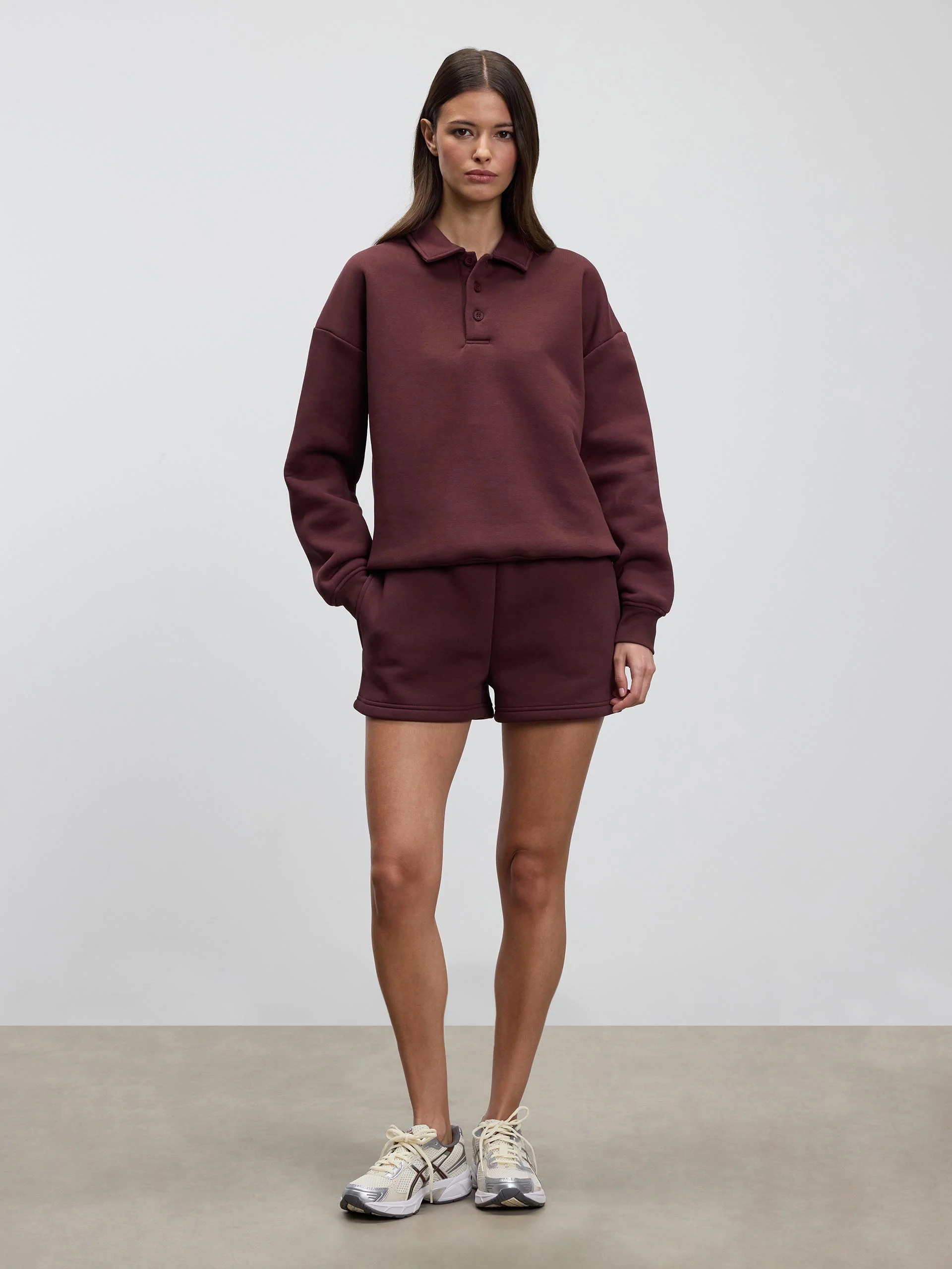 Womens Neoprene Short in Burgundy - Image 2