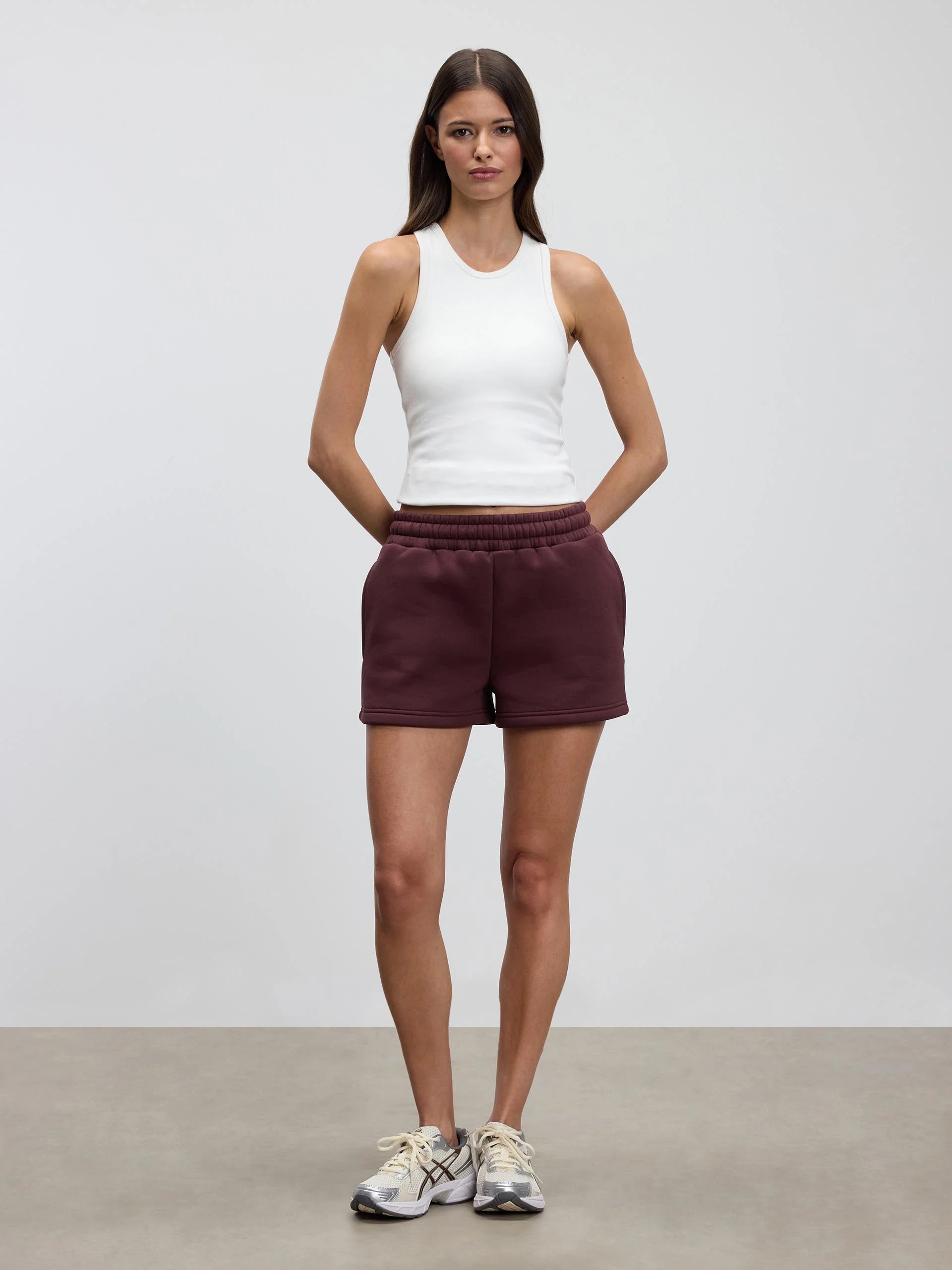 Womens Neoprene Short in Burgundy - Image 4
