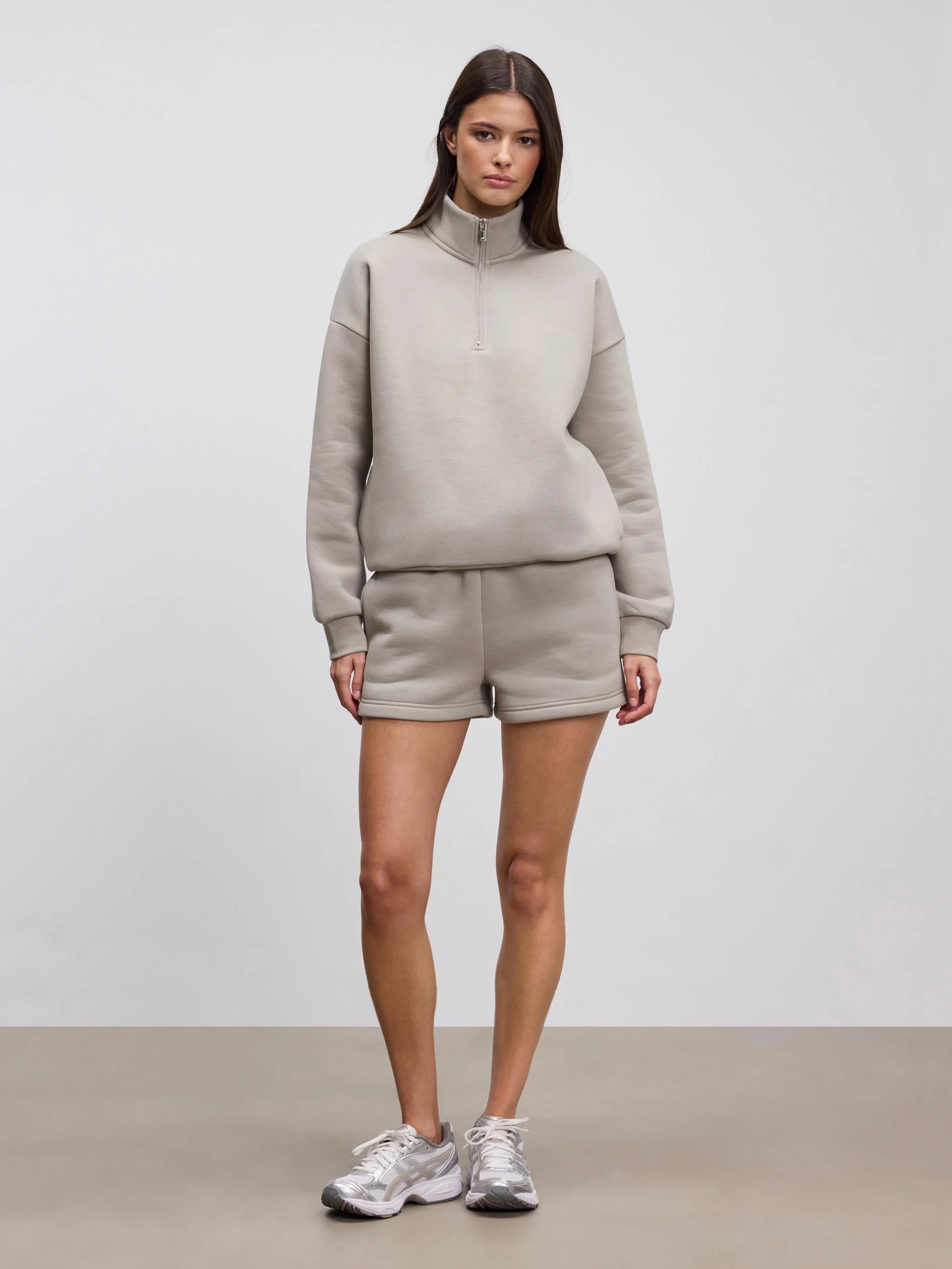 Womens Neoprene Short in Stone - Image 2